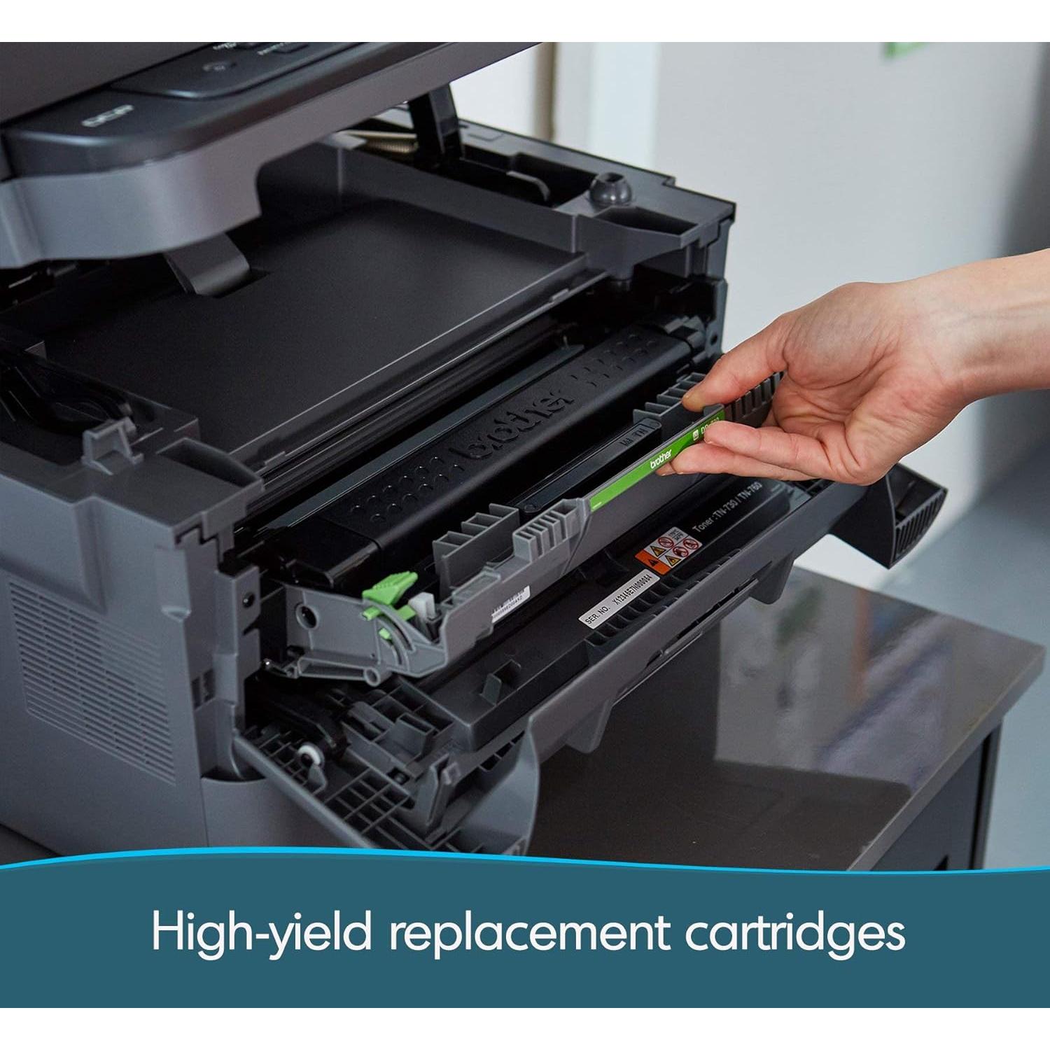 DCP-L2550DW Wireless All-in-One Monochrome Laser Printer, Black - Print Scan Copy - 2400 x 600 dpi, 36 ppm, 128MB Memory, 250-Sheet, 50-Sheet ADF, Automatic Duplex Printing, Ethernet, Tillsiy