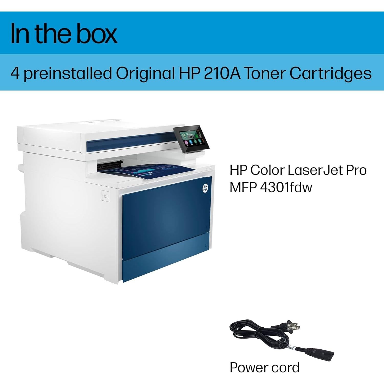 Color Laserjet Pro MFP 4301fdw Wireless All-in-One Color Laser Printer, Scanner, Copier, Fax, Best-for-Office