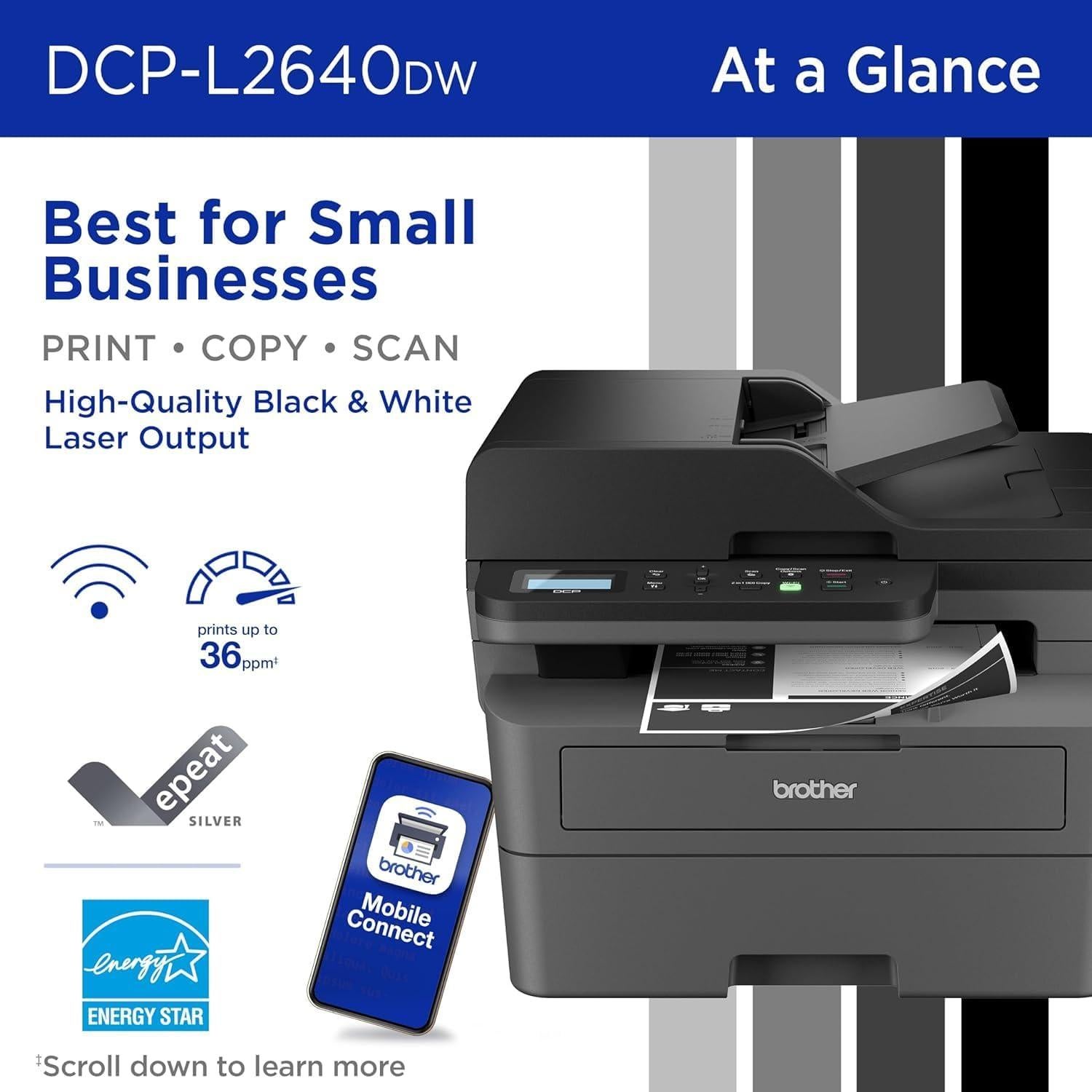 Impresora Láser Monocromática Brother DCP-L26 3-en-1 WiFi 36 ppm