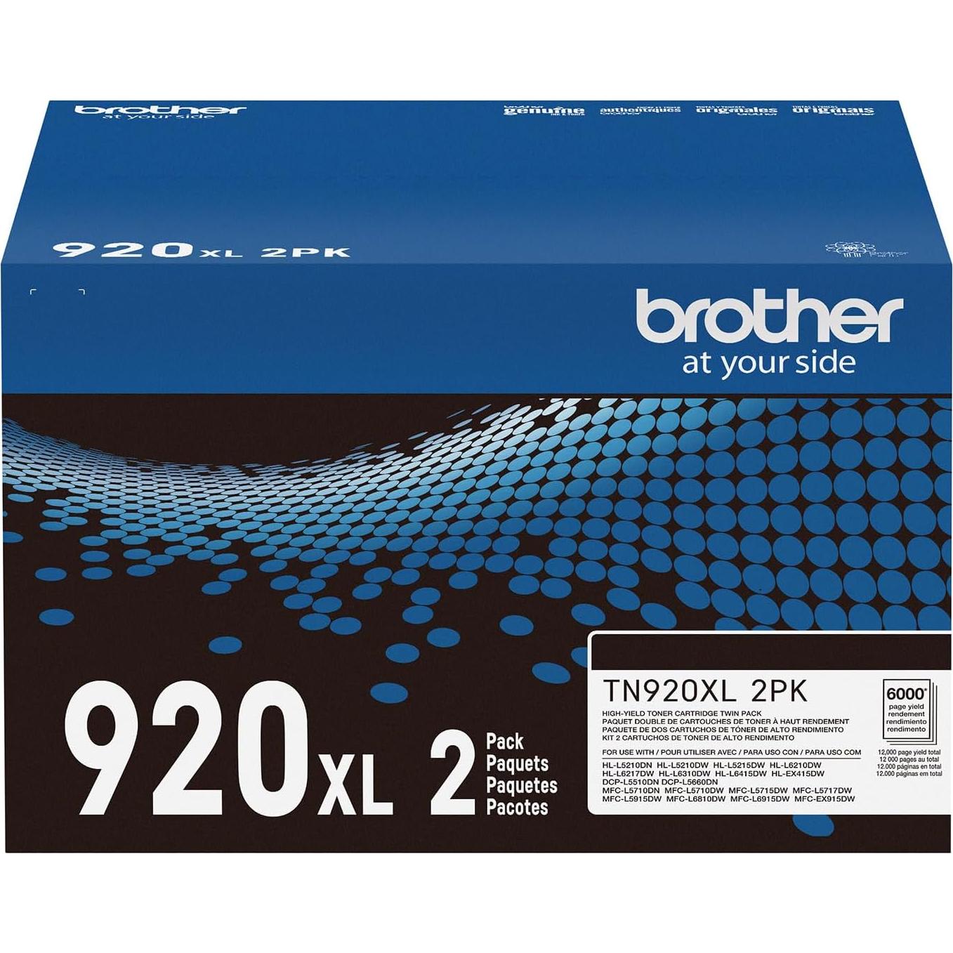 Cartucho de tóner negro Brother TN920XL 2-Pack alta capacidad