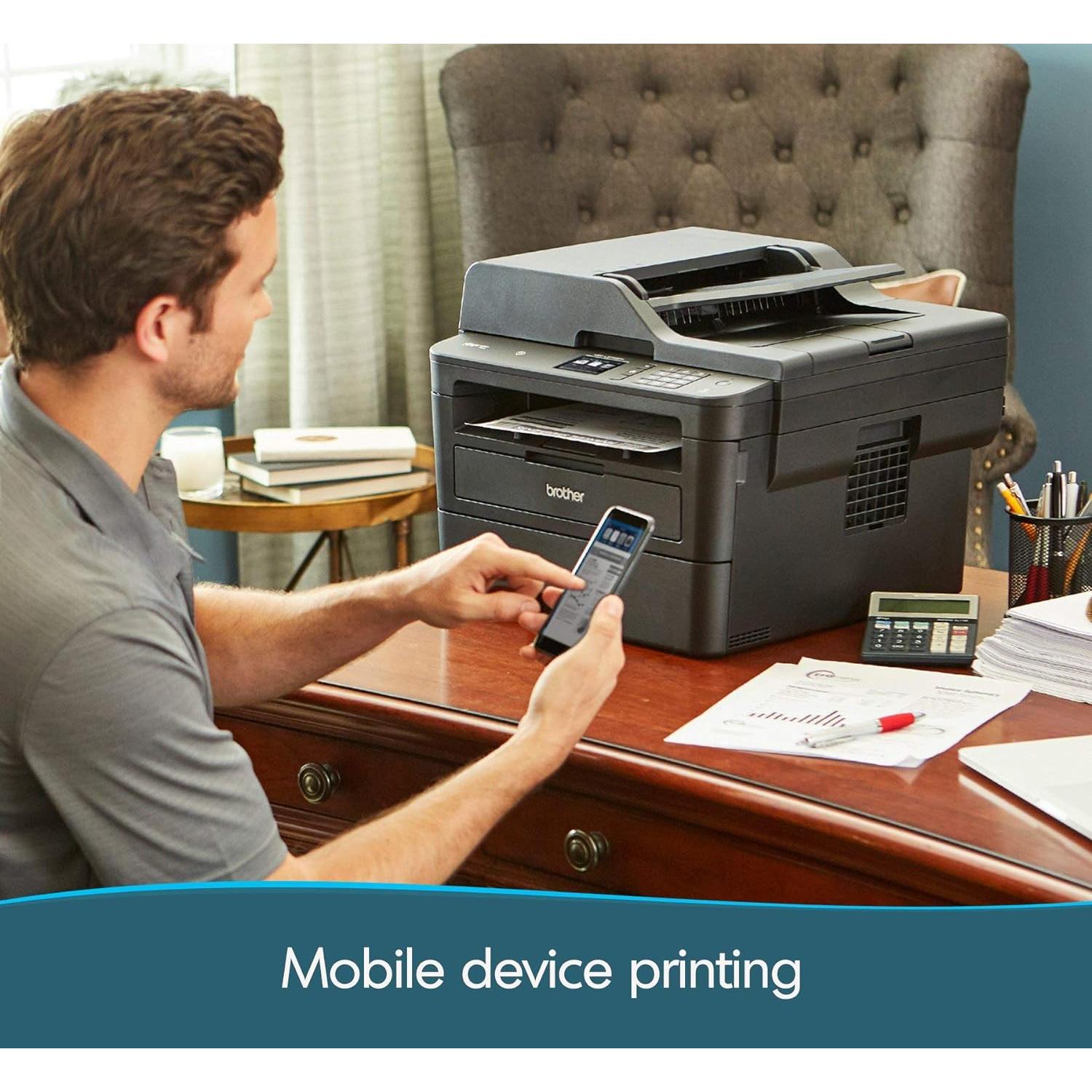 MFC-L2750DW All-in-One Wireless Monochrome Laser Printer for Home Office, Black - Print Copy Scan Fax - 2.7" Touchscreen LCD, 36 ppm, 2400 x 600 dpi, Auto Duplex Print, 50-Sheet ADF, Tillsiy