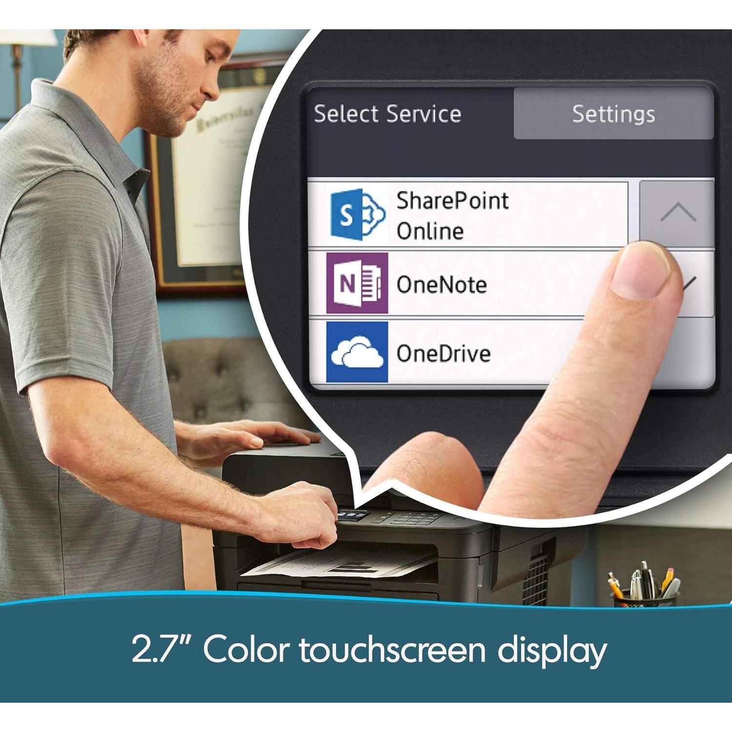 MFC-L2750DW All-in-One Wireless Monochrome Laser Printer for Home Office, Black - Print Copy Scan Fax - 2.7" Touchscreen LCD, 36 ppm, 2400 x 600 dpi, Auto Duplex Print, 50-Sheet ADF, Tillsiy