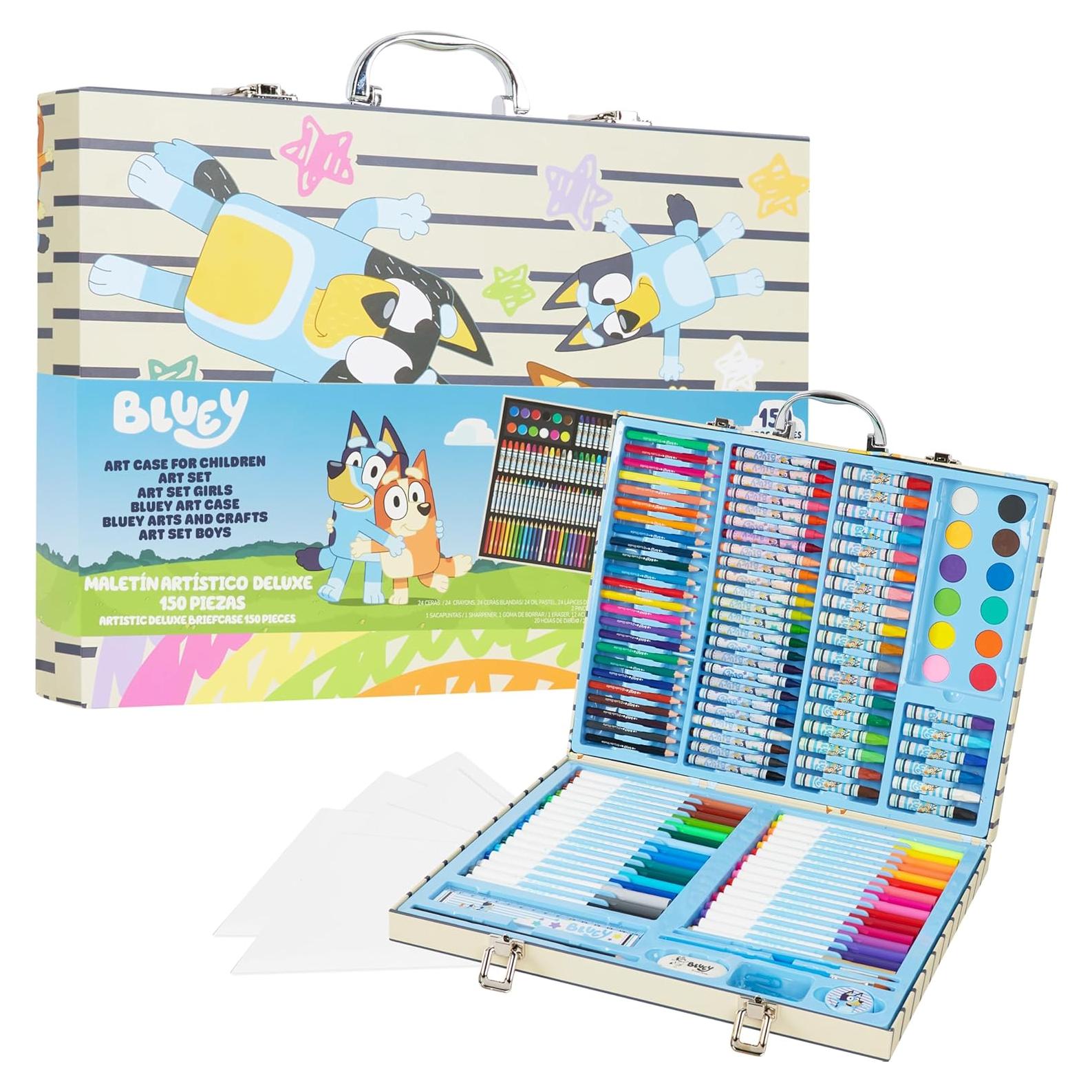 Kit de Dibujo Bluey 149 Piezas Estuche Azul para Niños