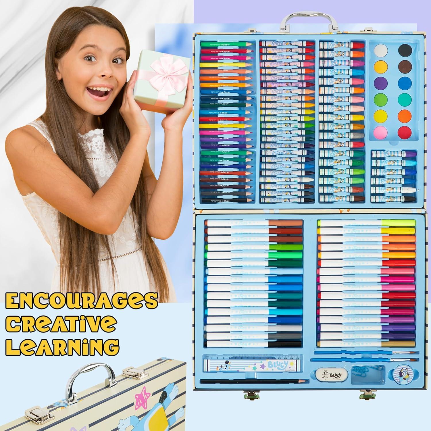 Kit de Dibujo Bluey 149 Piezas Estuche Azul para Niños