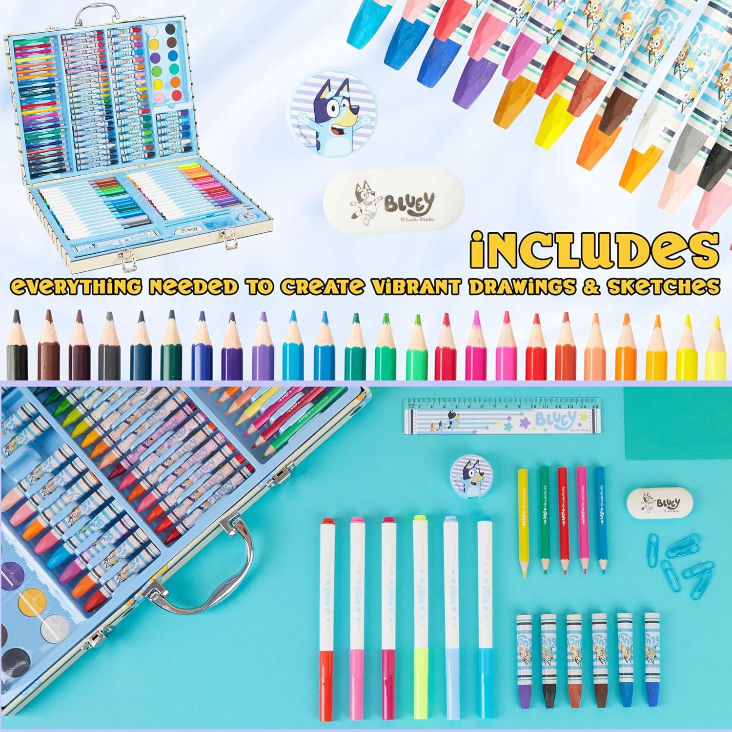 Kit de Dibujo Bluey 149 Piezas Estuche Azul para Niños
