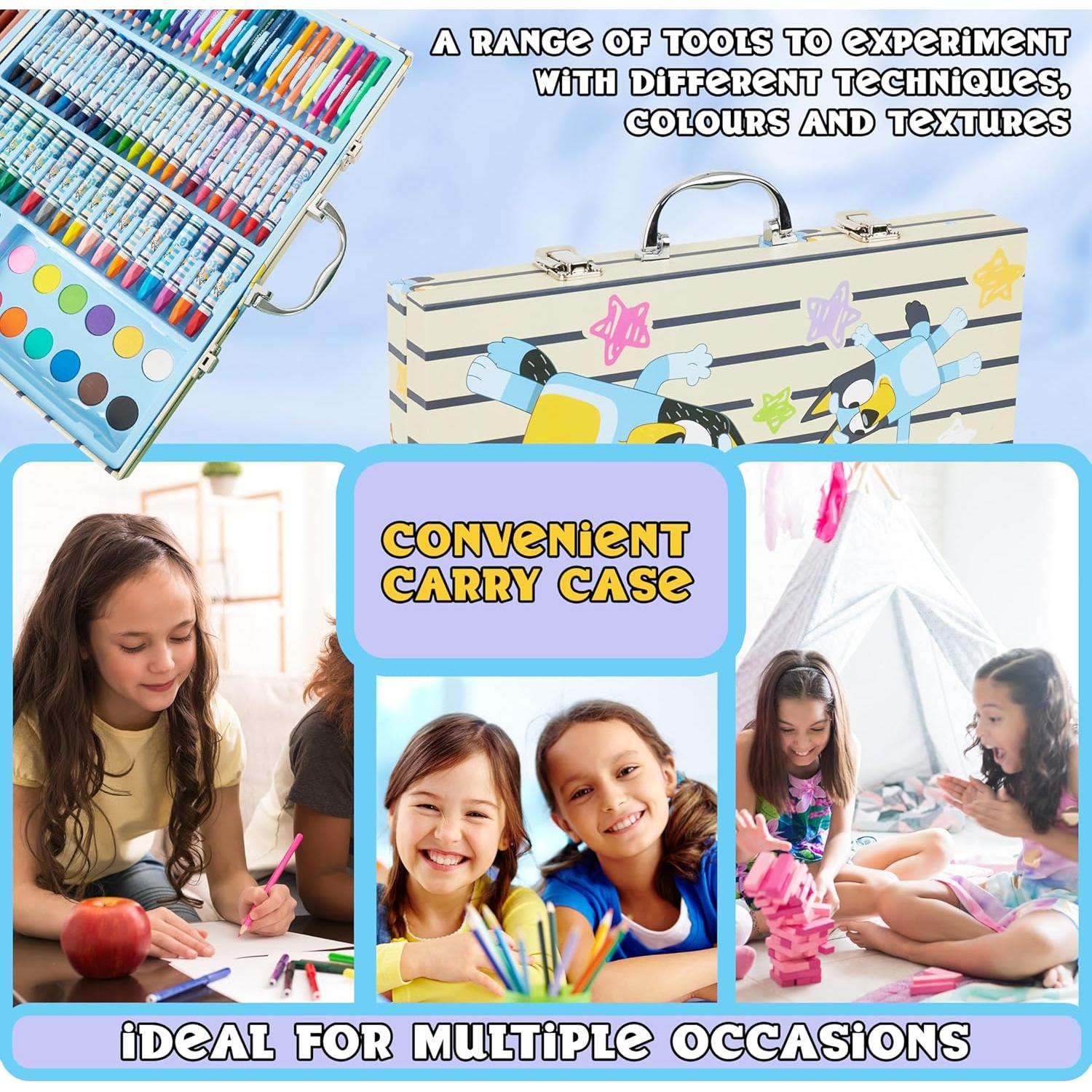 Kit de Dibujo Bluey 149 Piezas Estuche Azul para Niños