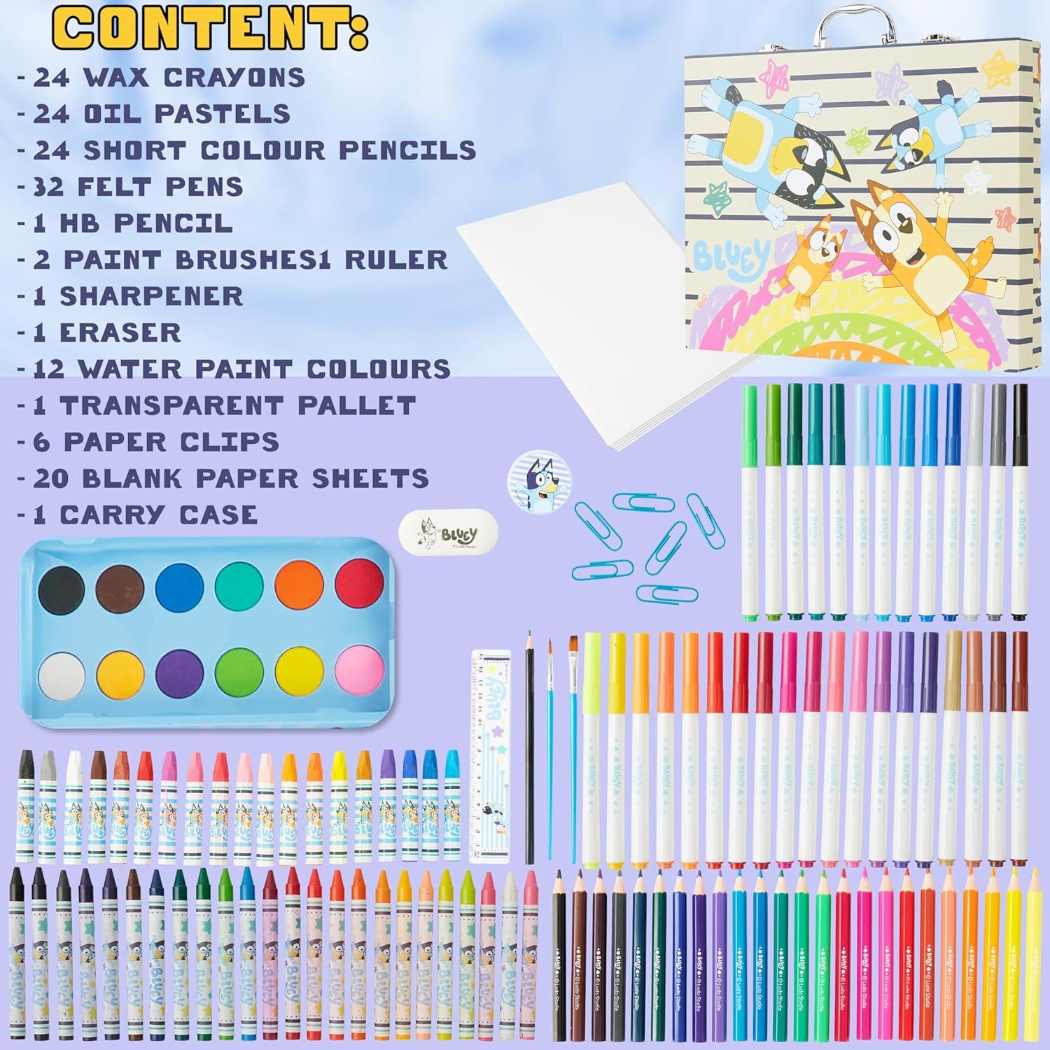 Kit de Dibujo Bluey 149 Piezas Estuche Azul para Niños