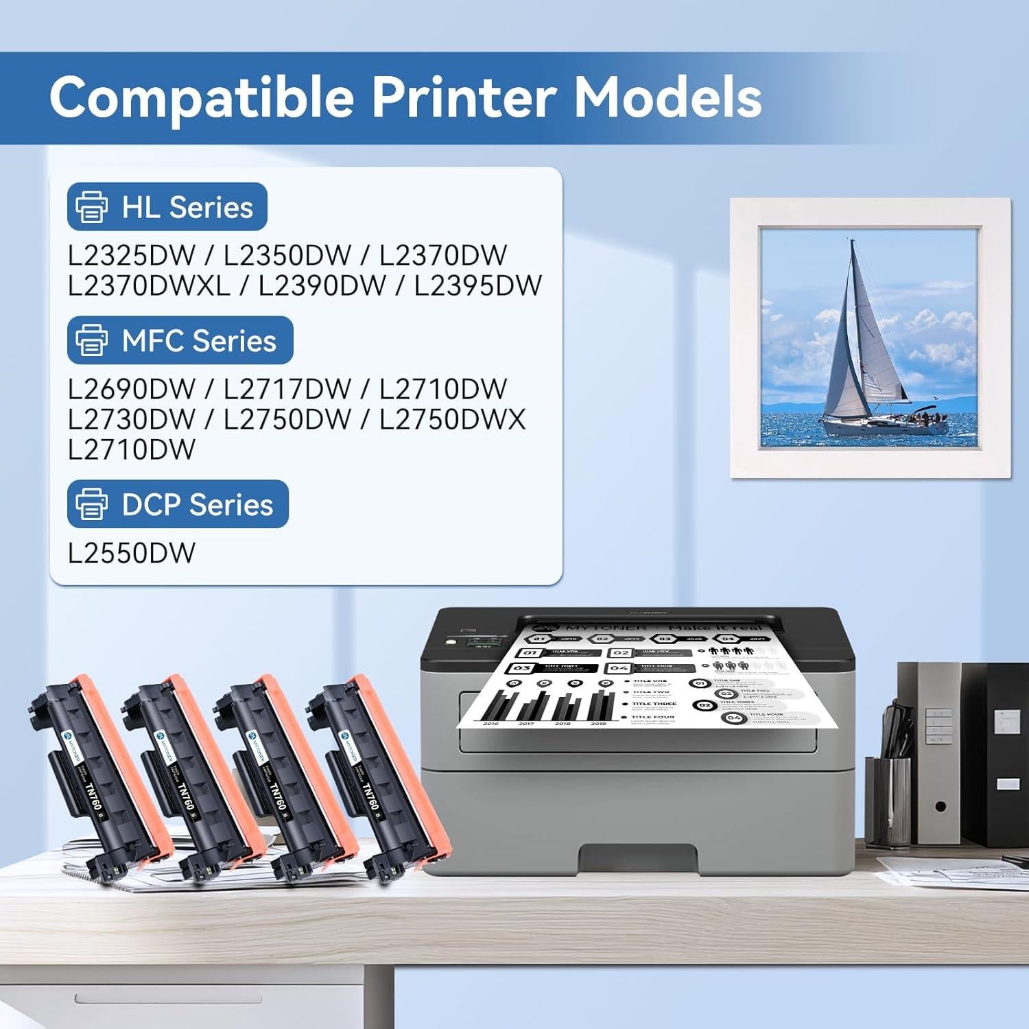 Cartucho de Tóner MYTONER TN760 Compatible Brother 4-Pack