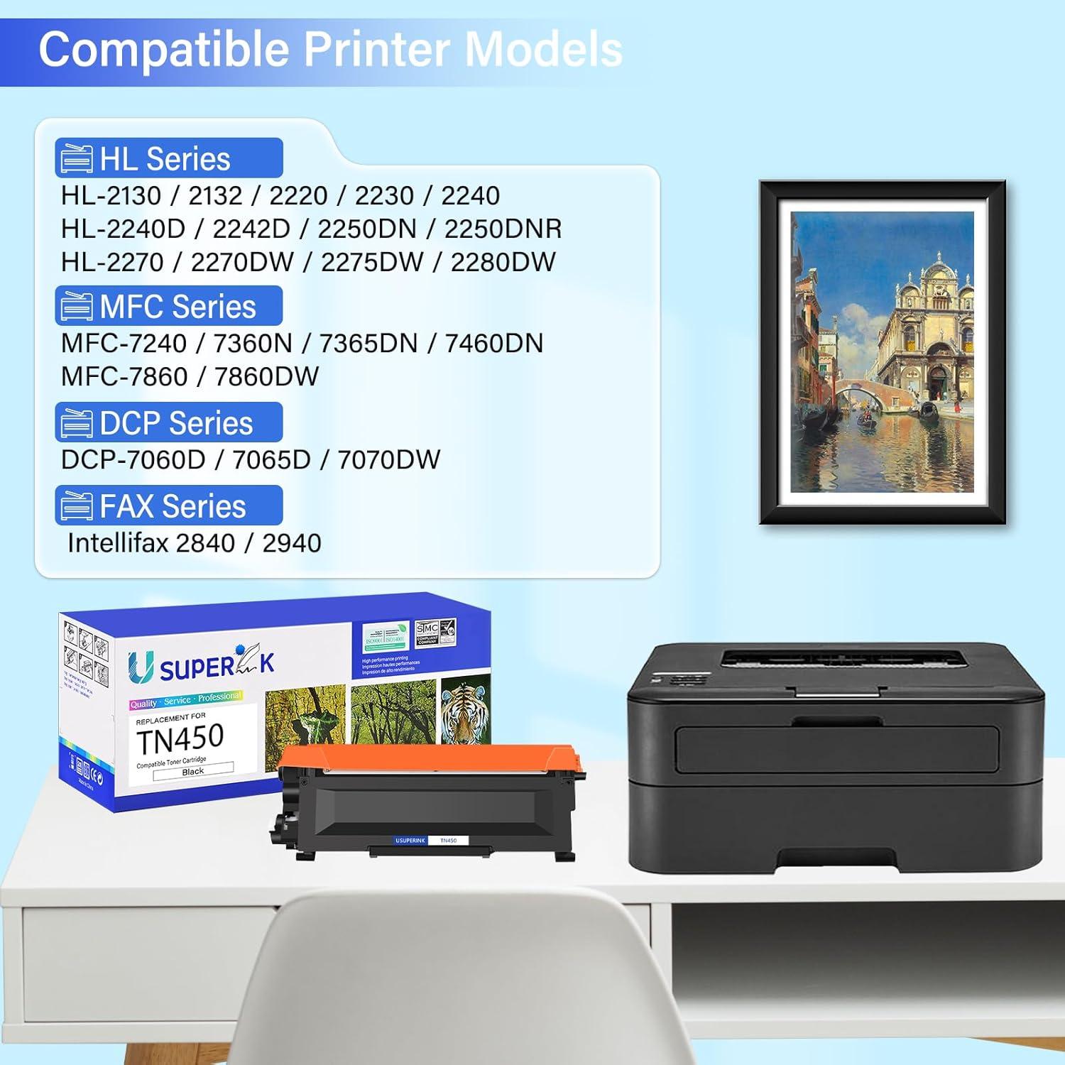 Cartucho de Tóner Negro SuperInk TN450 Compatible Brother