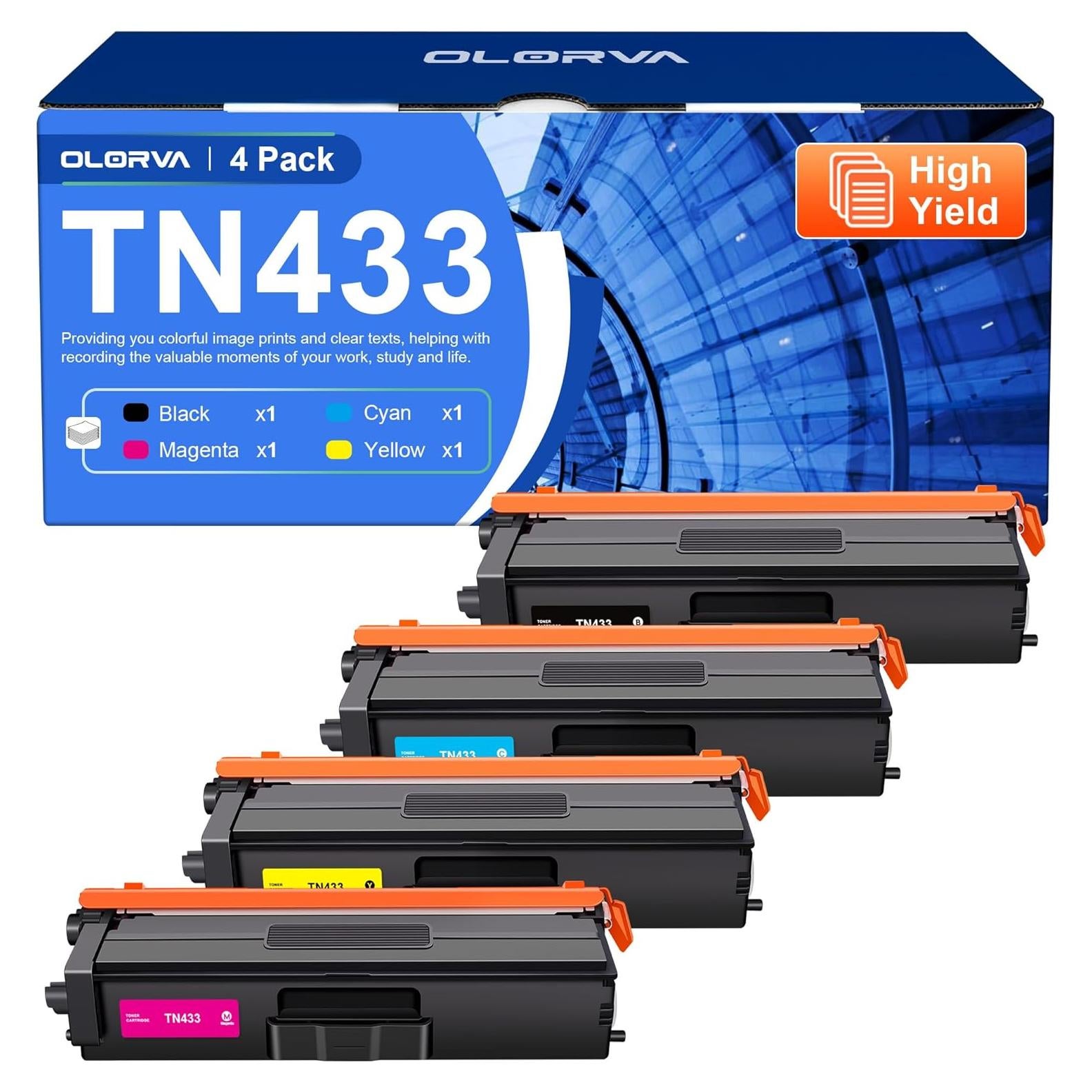 Juego de Tóner TN433 para Brother MFC-L8900CDW - 4 Cartuchos