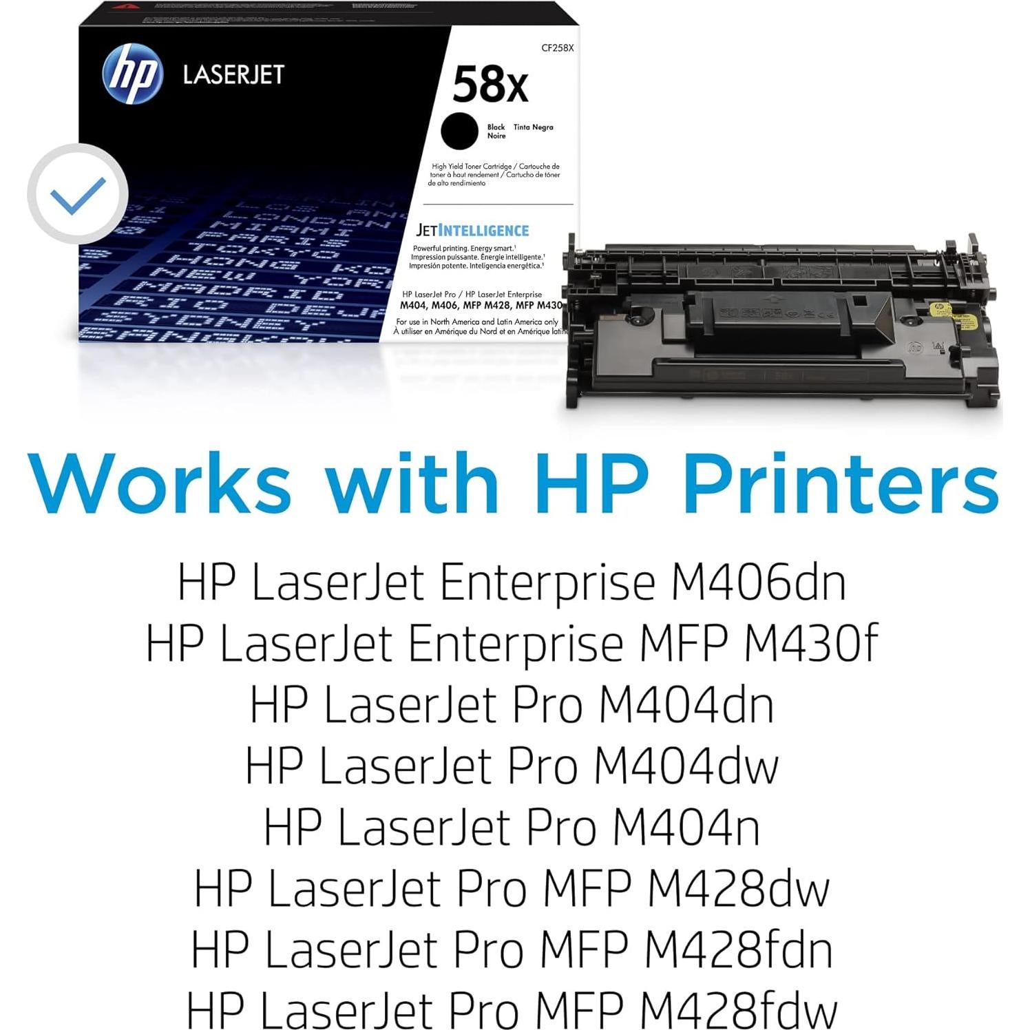 Cartucho de tóner negro HP 58X CF258X | Alto rendimiento 10,000 páginas