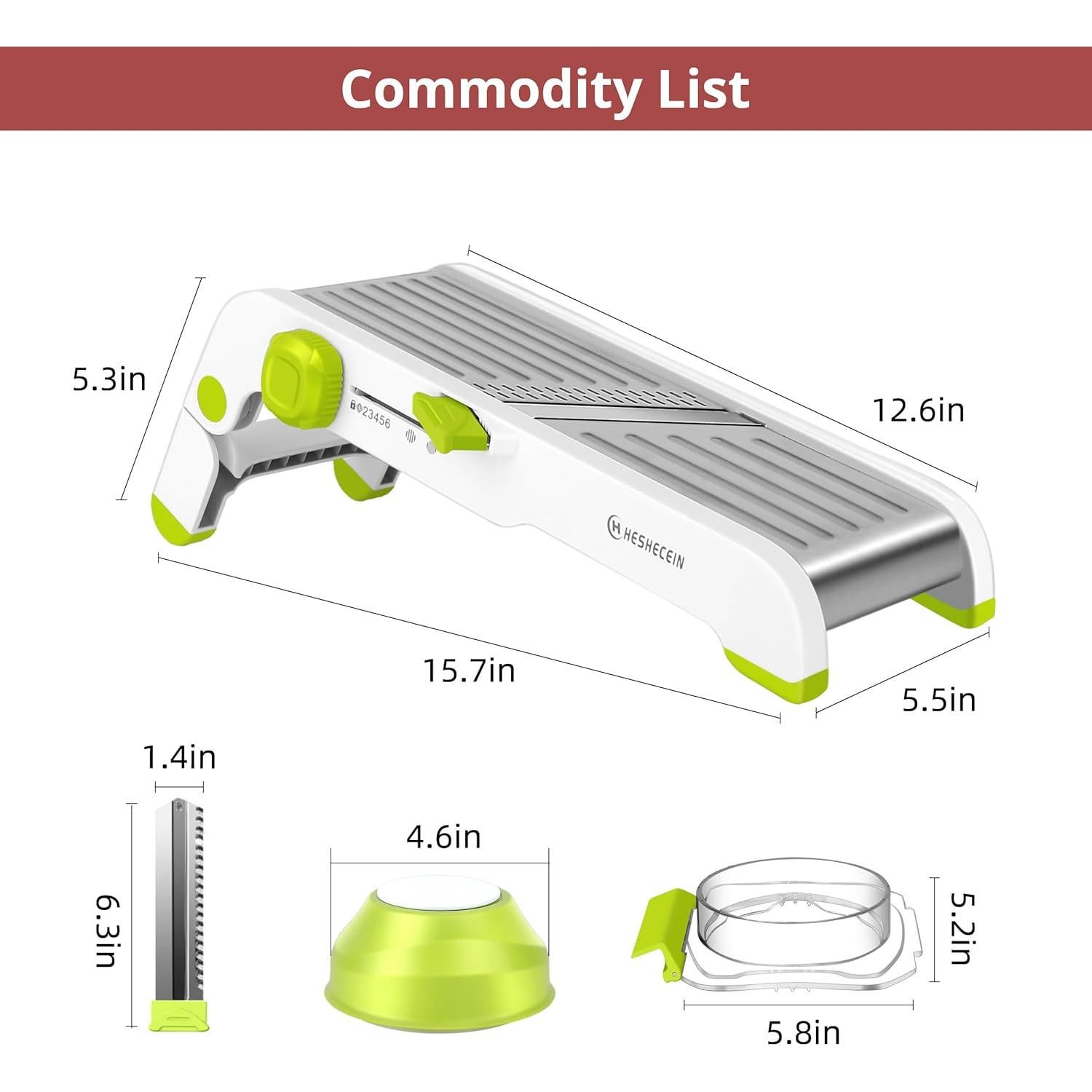 Cortador Mandolina 24 en 1 H HESHECEIN Verde y Blanco