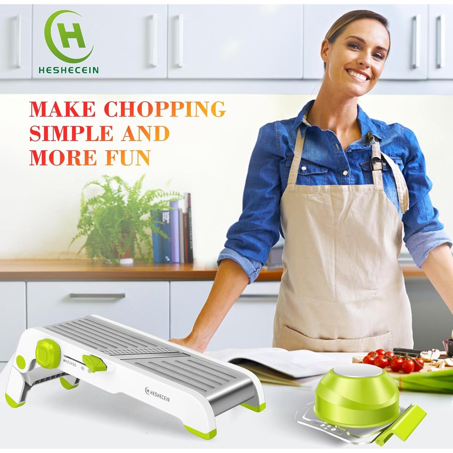 Cortador Mandolina 24 en 1 H HESHECEIN Verde y Blanco