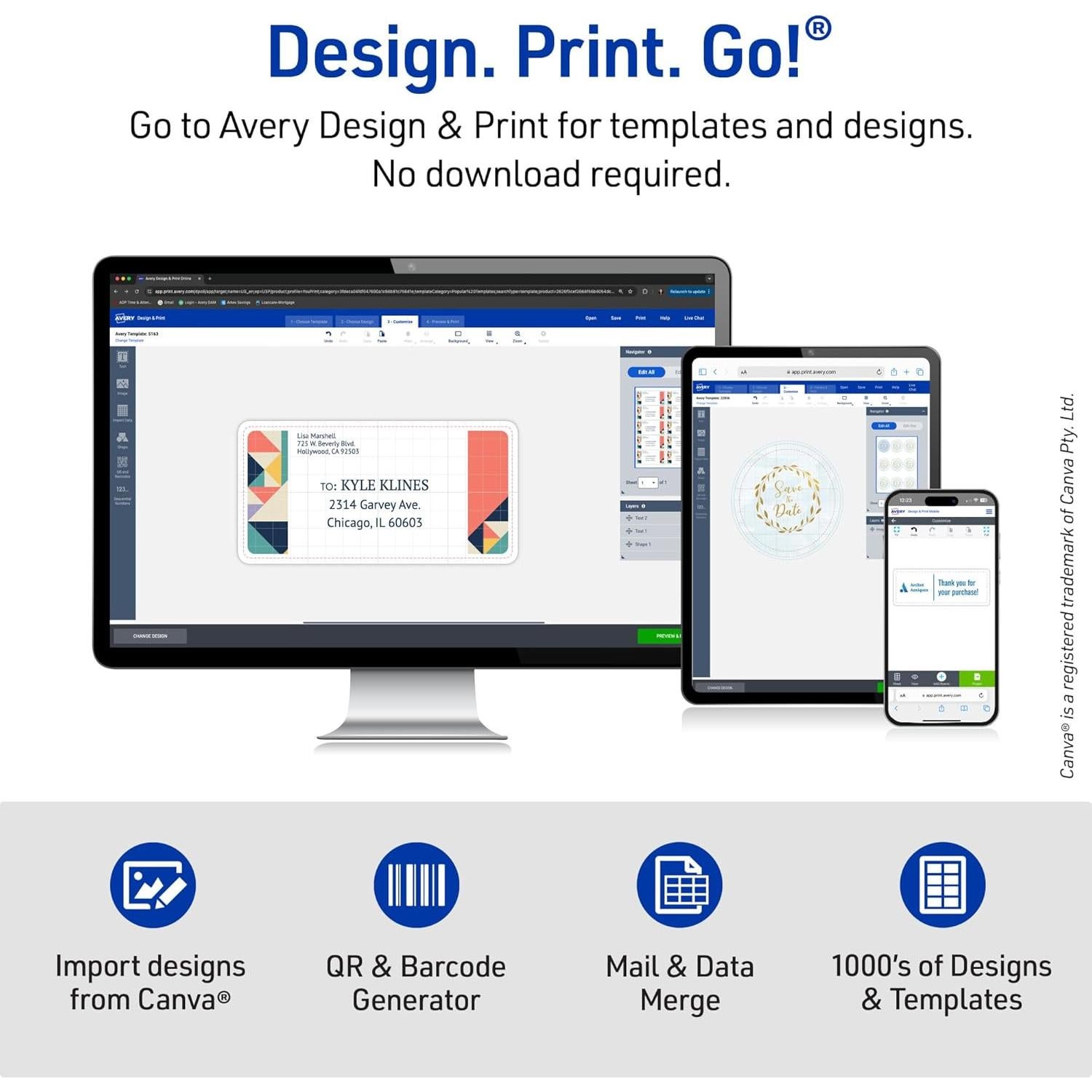 Etiquetas de Envío Imprimibles Avery 95900, 1000 Blancas 13.97x21.59cm