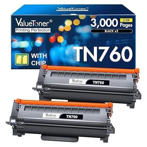 Tóner Valuetoner TN760 Compatible Brother Negro 2 Piezas