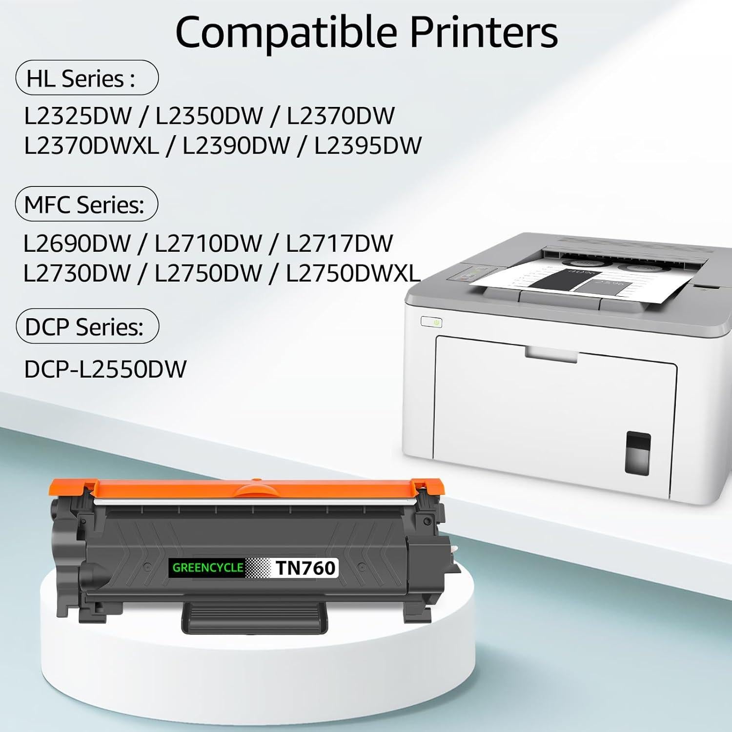 Cartucho de Tóner Negro Greencycle TN760 Compatible para Brother