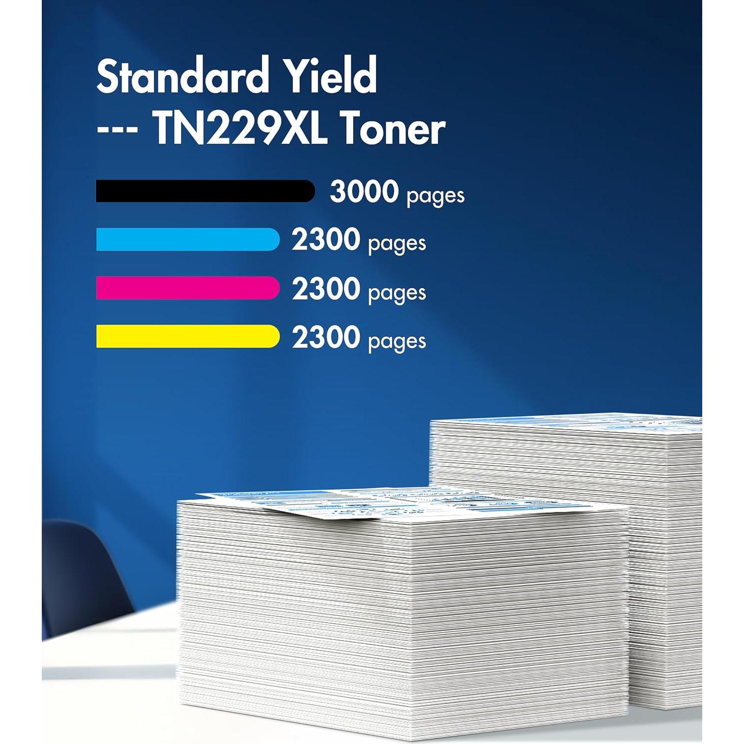 Tóner Compatible Brother TN229XL - Paquete de 4 Cartuchos