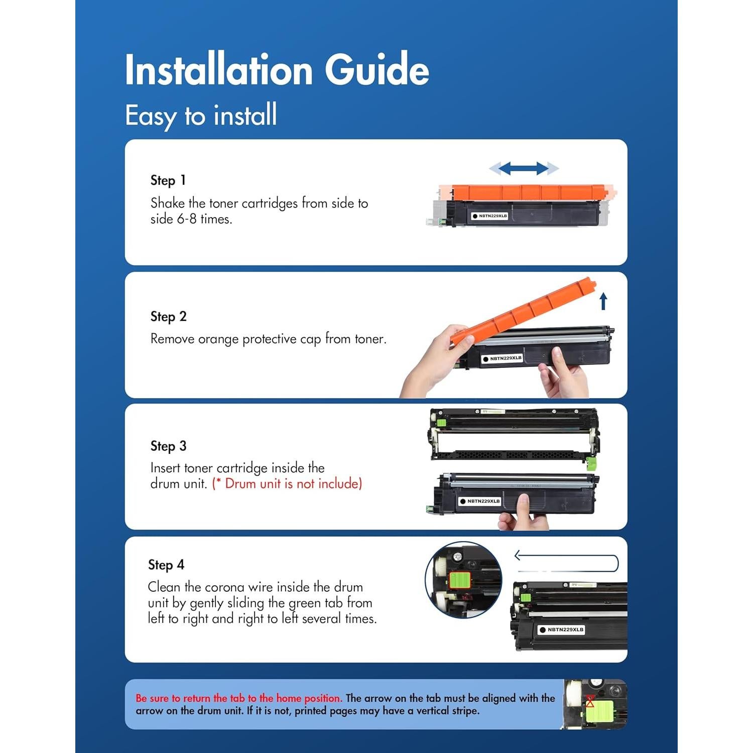 Tóner Compatible Brother TN229XL - Paquete de 4 Cartuchos