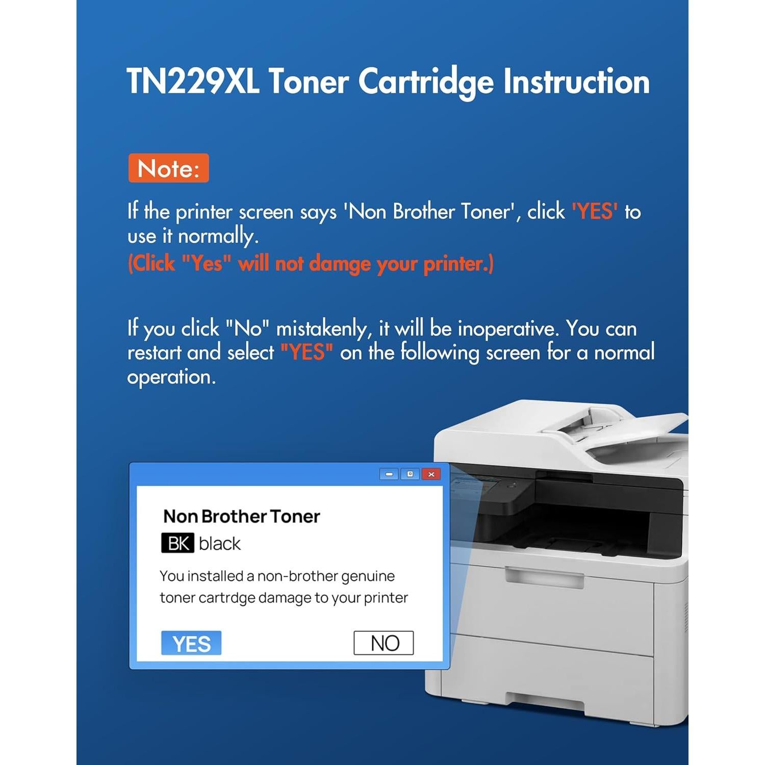 Tóner Compatible Brother TN229XL - Paquete de 4 Cartuchos