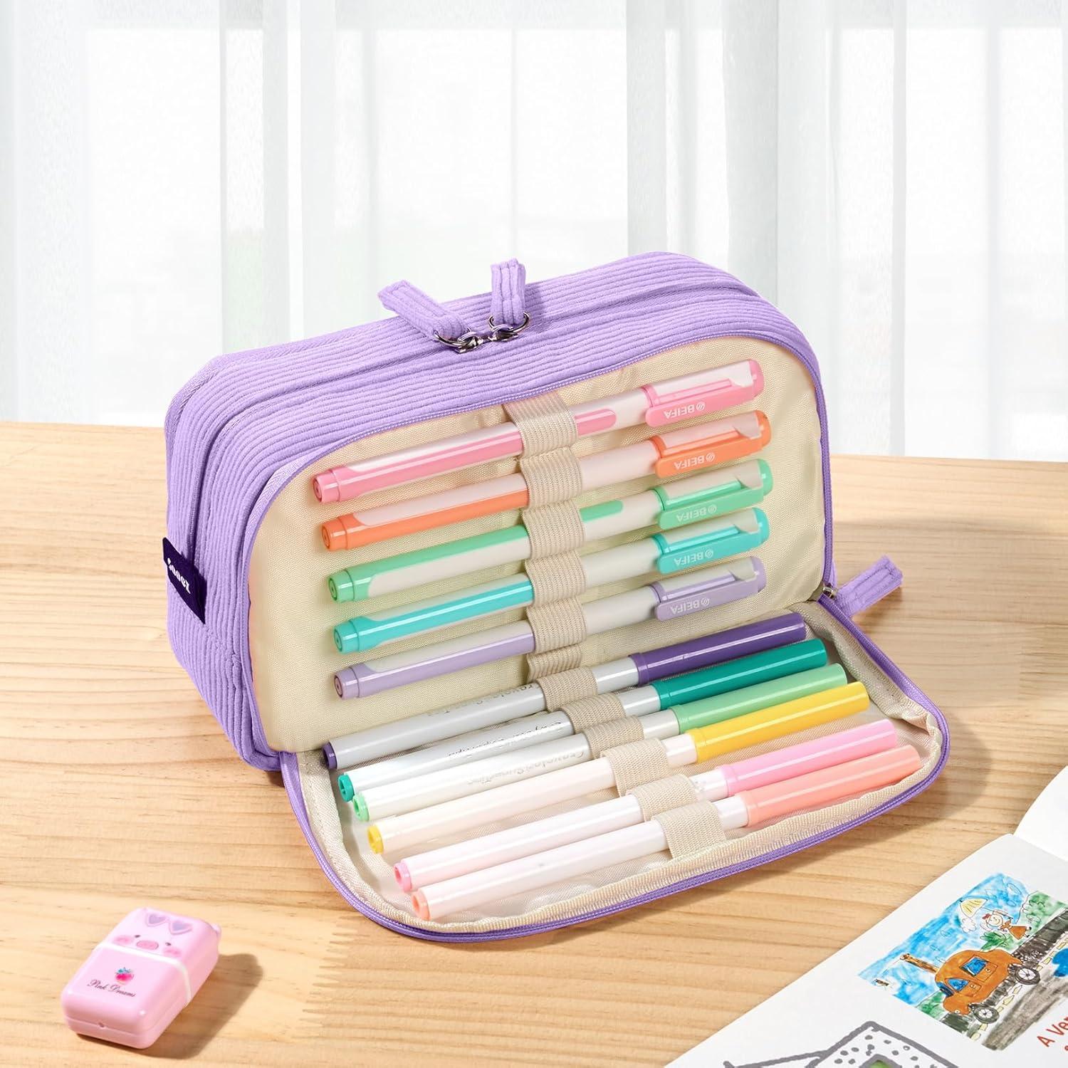 Estuche de Lápices Sooetz Beige, Gran Capacidad 22.5x11.9cm