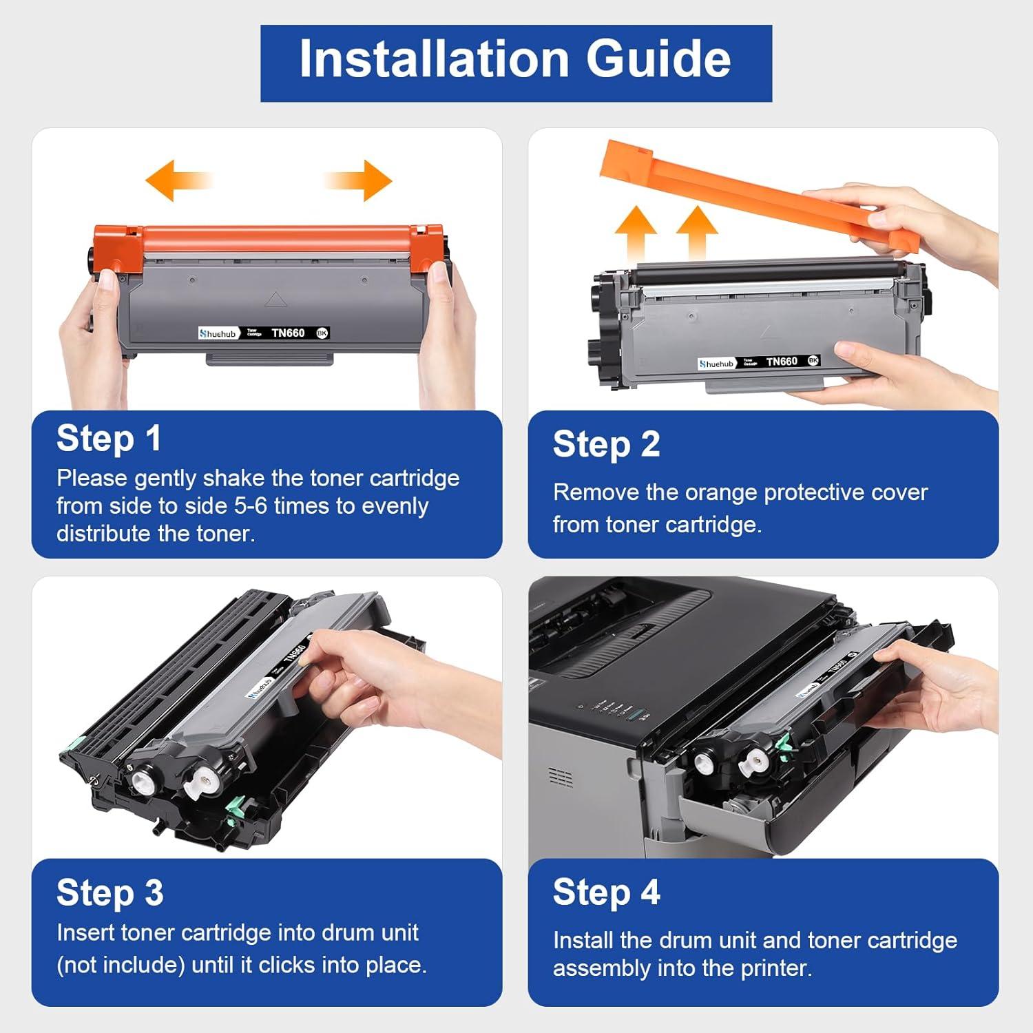 Cartucho de Tóner Negro HUEHUB TN660 - 2 Unidades, 2600 Páginas