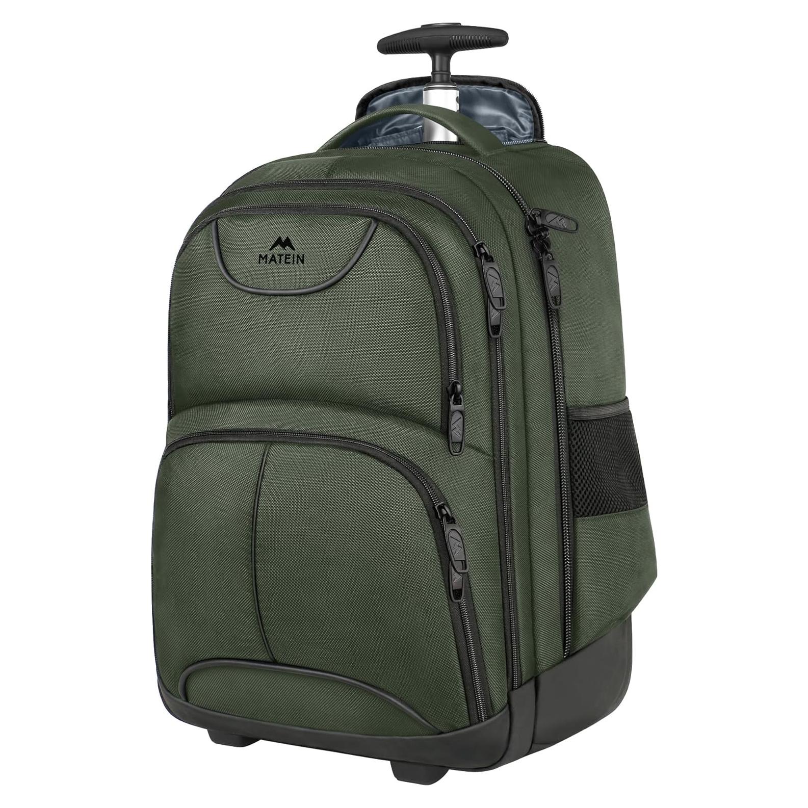 Mochila Rodante MATEIN 17" Verde Resistente al Agua
