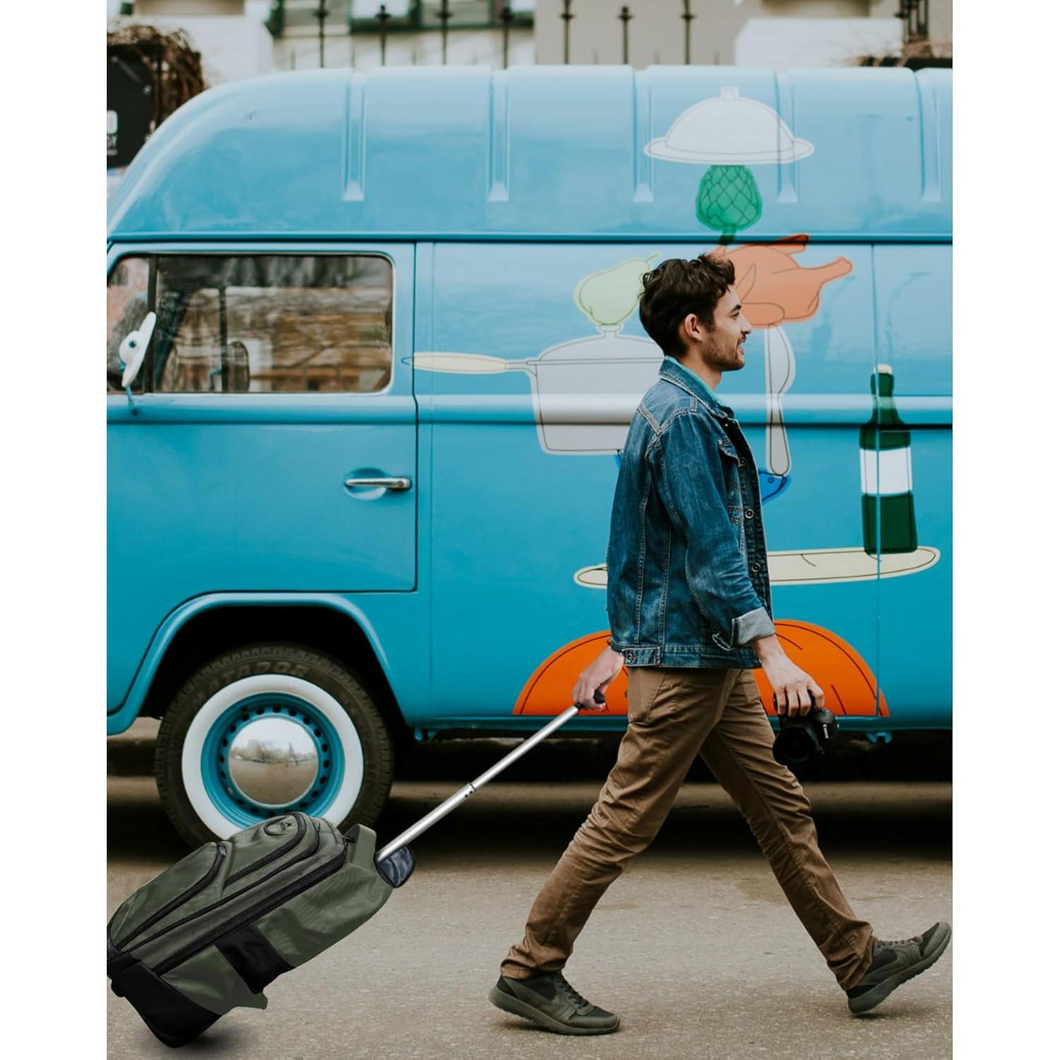 Mochila Rodante MATEIN 17" Verde Resistente al Agua