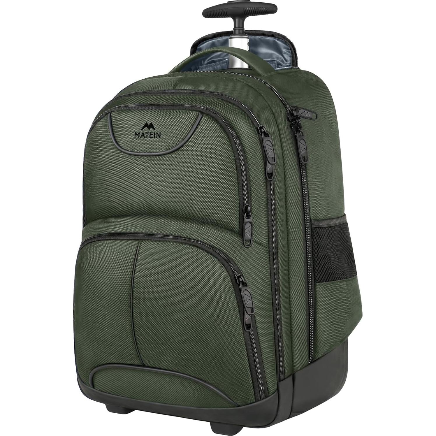 Mochila Rodante MATEIN 17" Verde Resistente al Agua