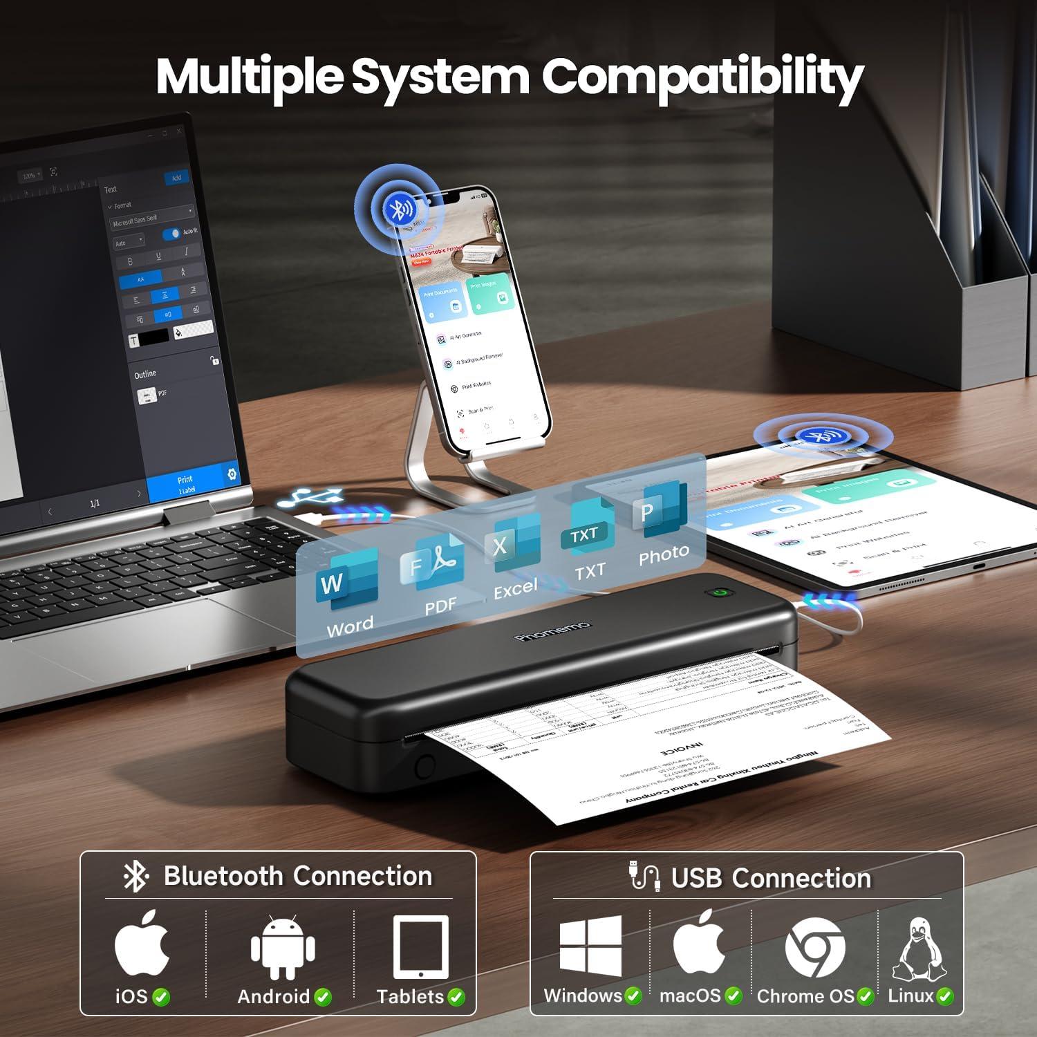 Impresora Portátil Phomemo M834 Inalámbrica Bluetooth 300 dpi