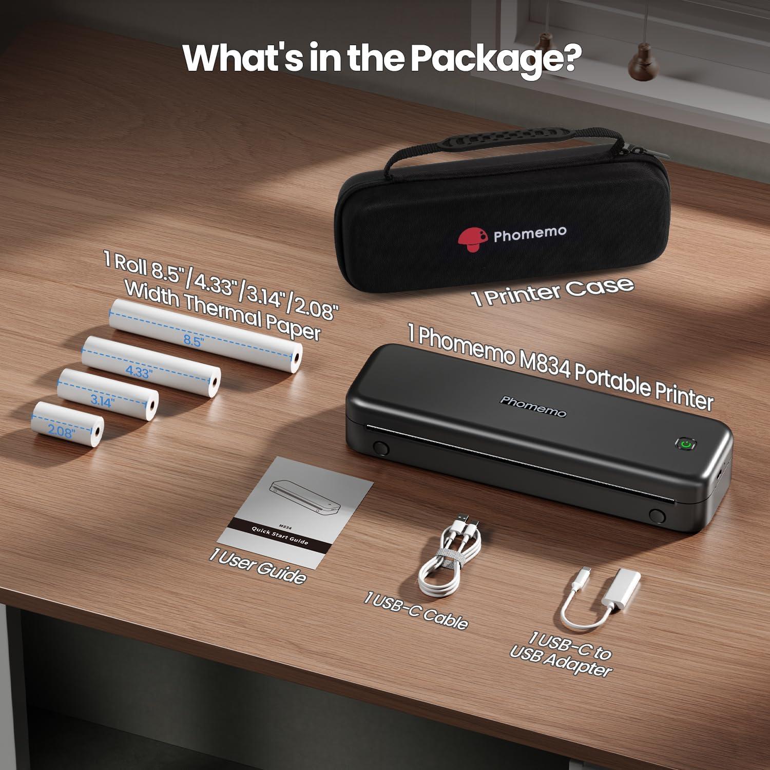 Impresora Portátil Phomemo M834 Inalámbrica Bluetooth 300 dpi