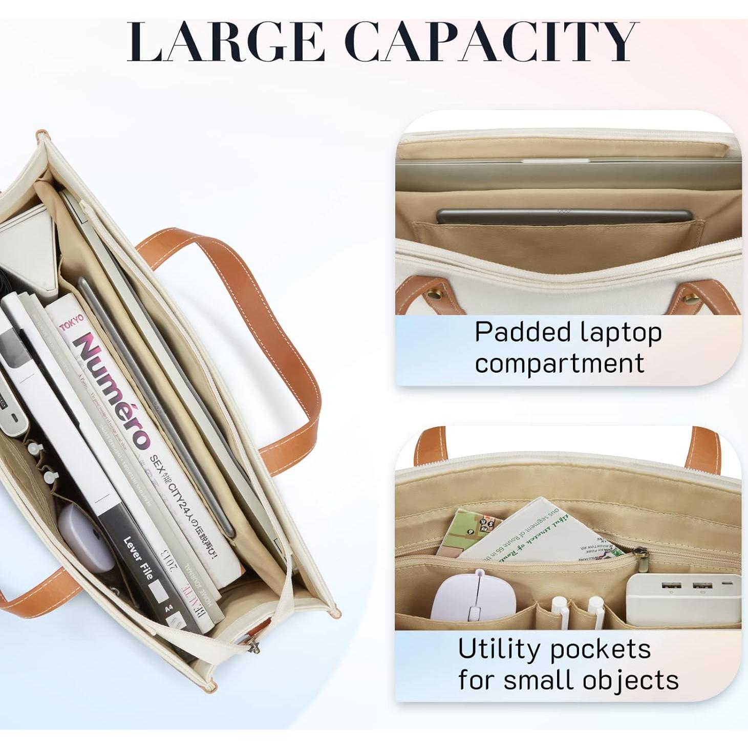 Bolsa Tote para Laptop Missnine 15.6" Marrón Beige