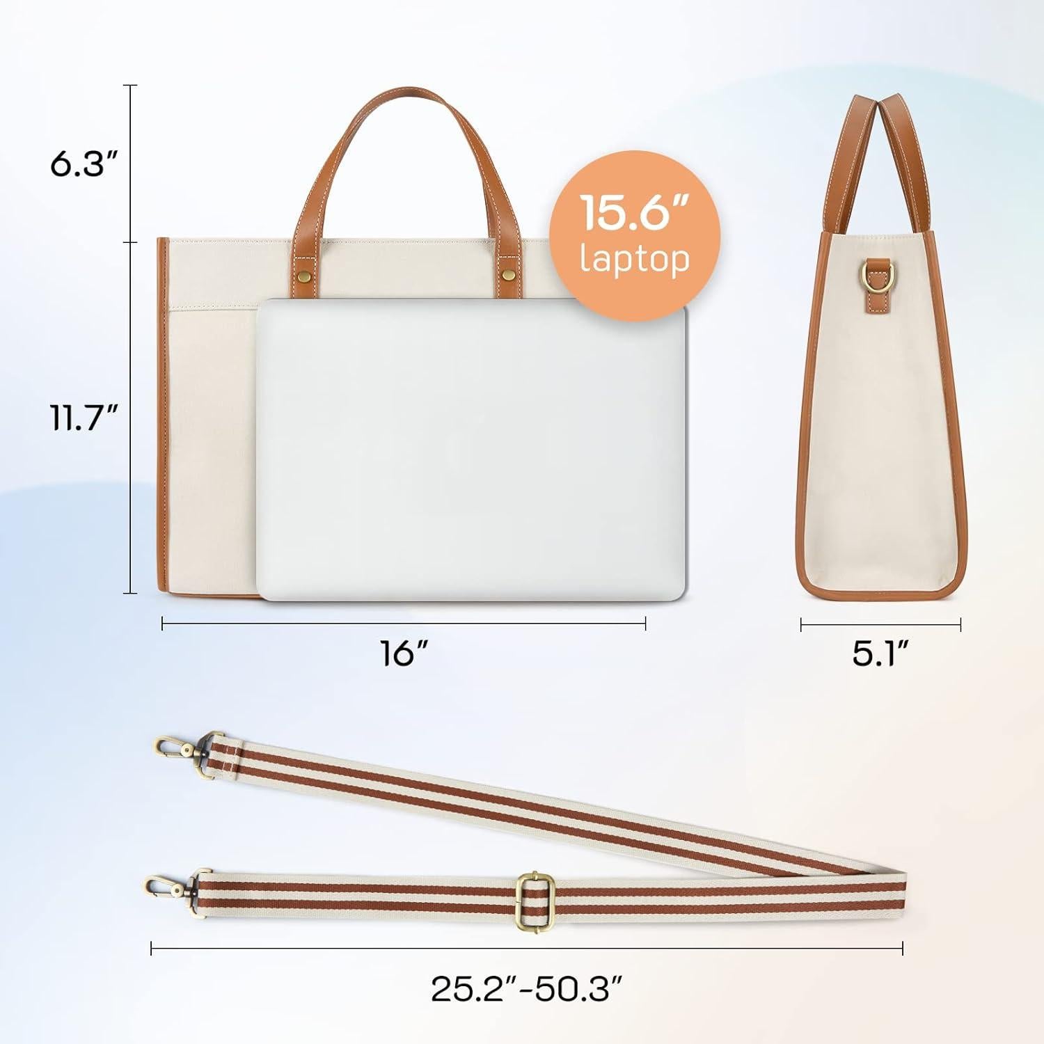 Bolsa Tote para Laptop Missnine 15.6" Marrón Beige