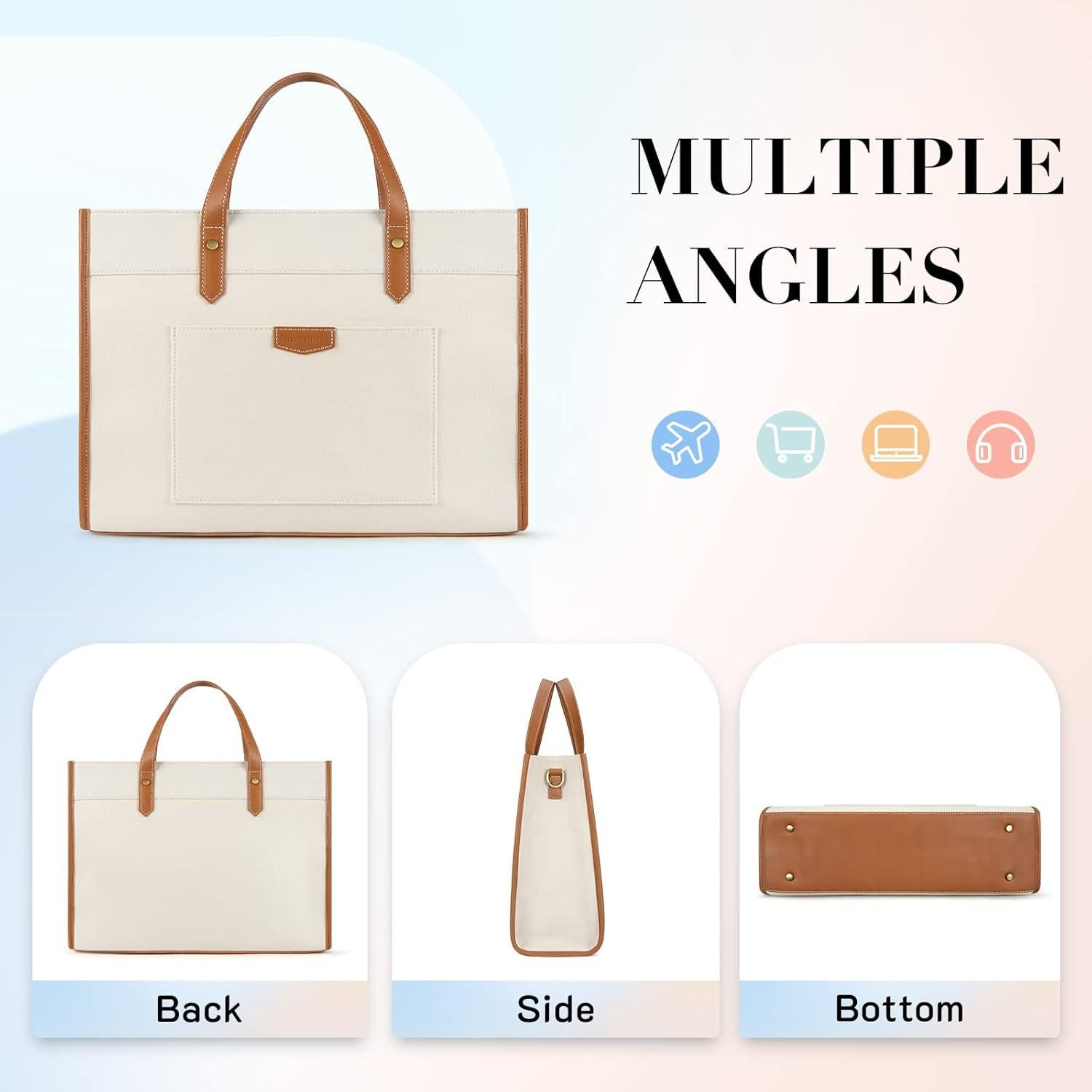 Bolsa Tote para Laptop Missnine 15.6" Marrón Beige