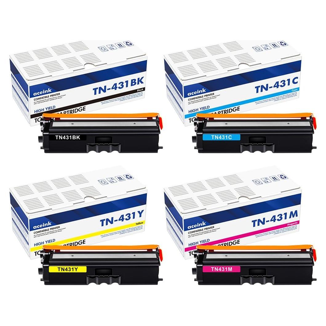 Cartuchos de Tóner TN-431 TN-433 Aceink Paquete de 4