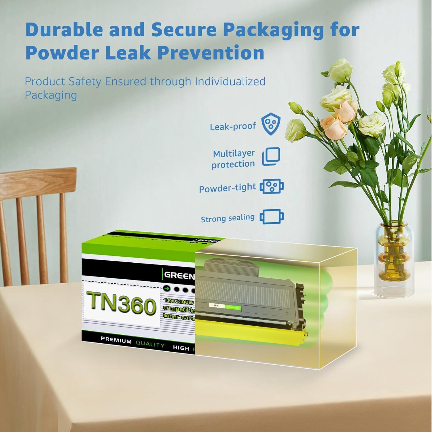 Cartucho de tóner negro GREENCYCLE TN360 compatible Brother