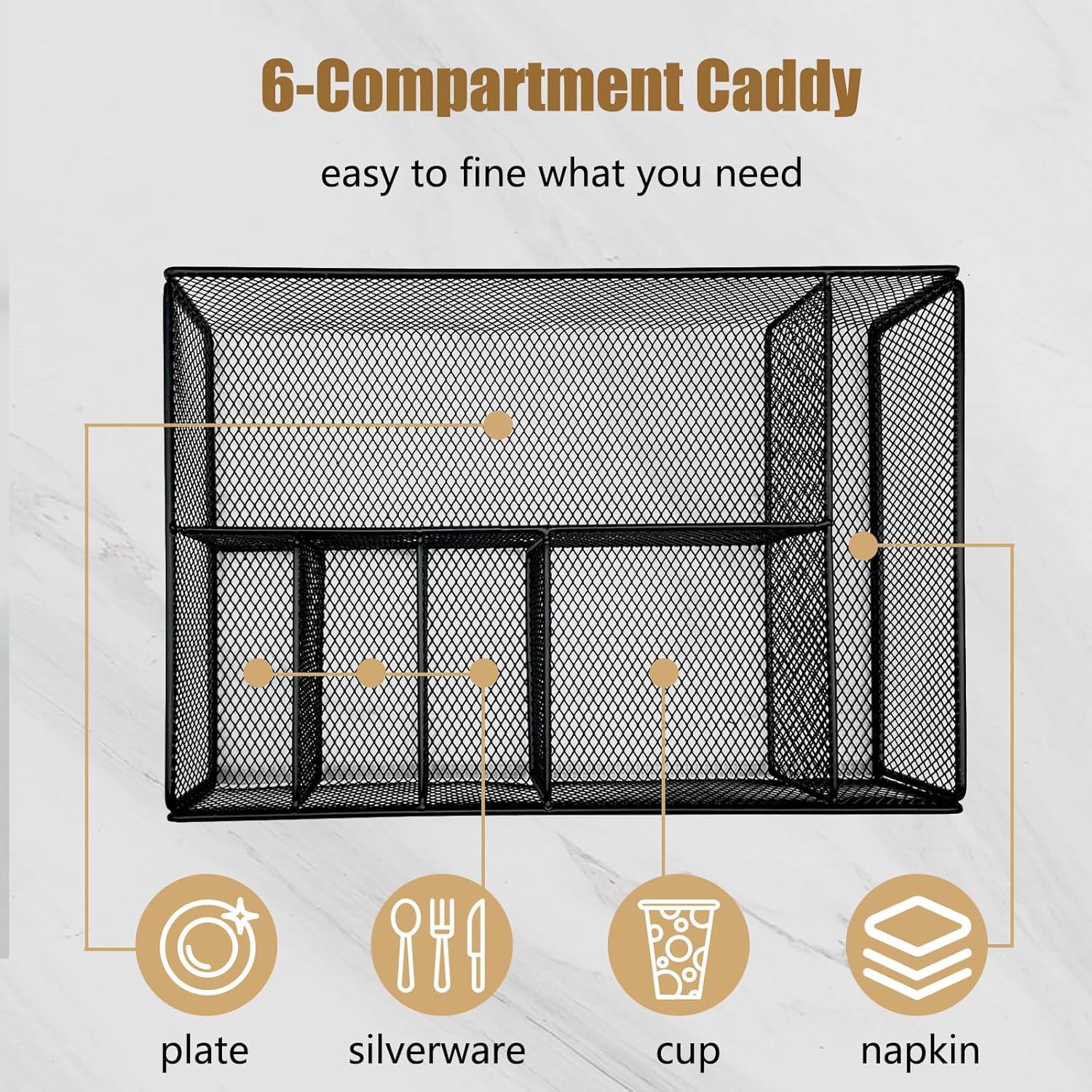 Caddy de Utensilios DysanVica Negro - Soporte de Platos de Papel