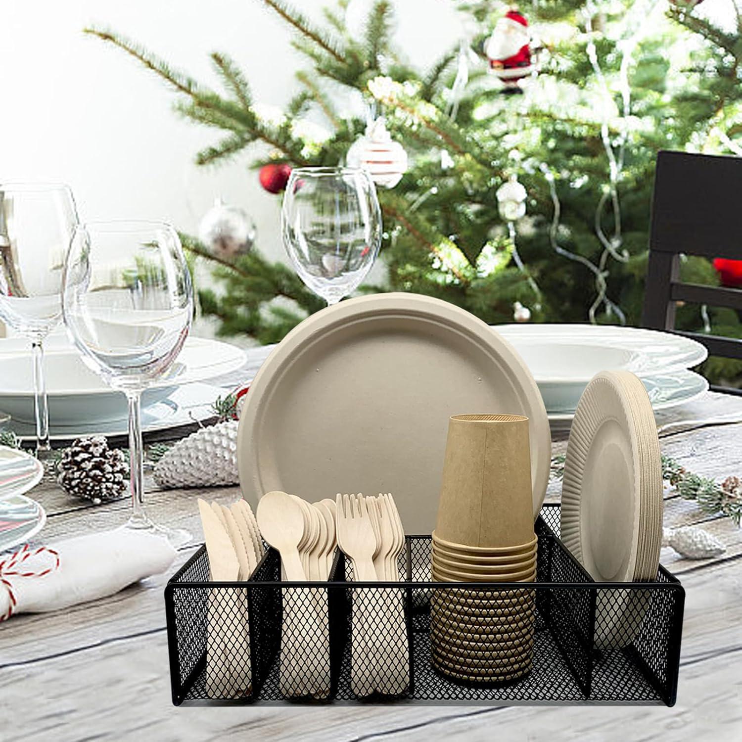 Caddy de Utensilios DysanVica Negro - Soporte de Platos de Papel