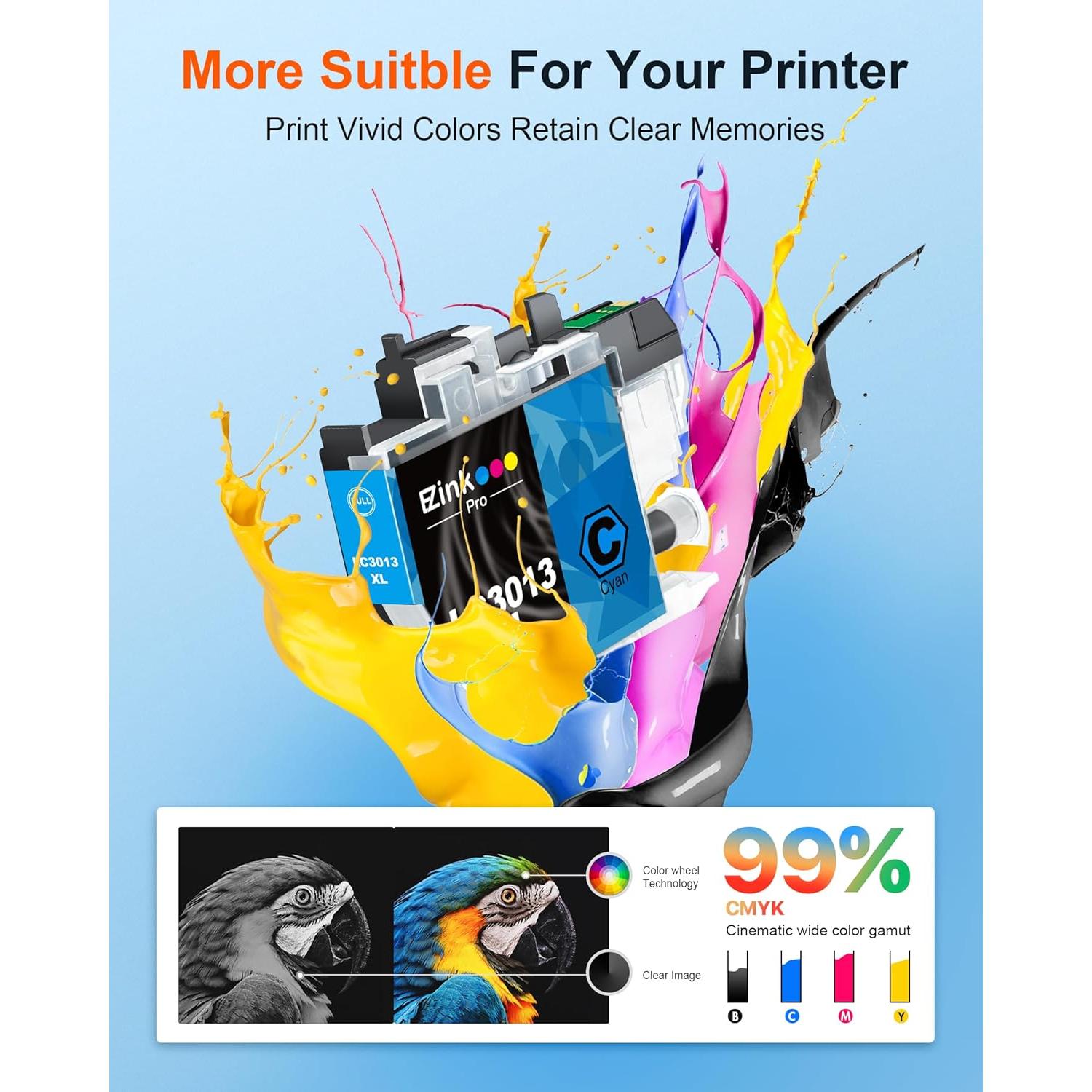 Cartuchos de tinta E-Z Ink Pro compatibles Brother LC3013XL - 8 Piezas