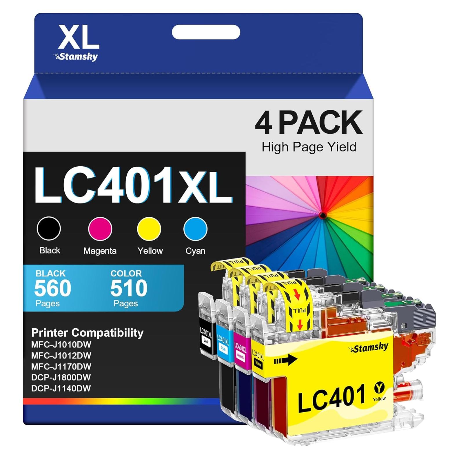 Cartuchos de tinta compatibles Stamsky LC401XL para Brother - 4 Paquete