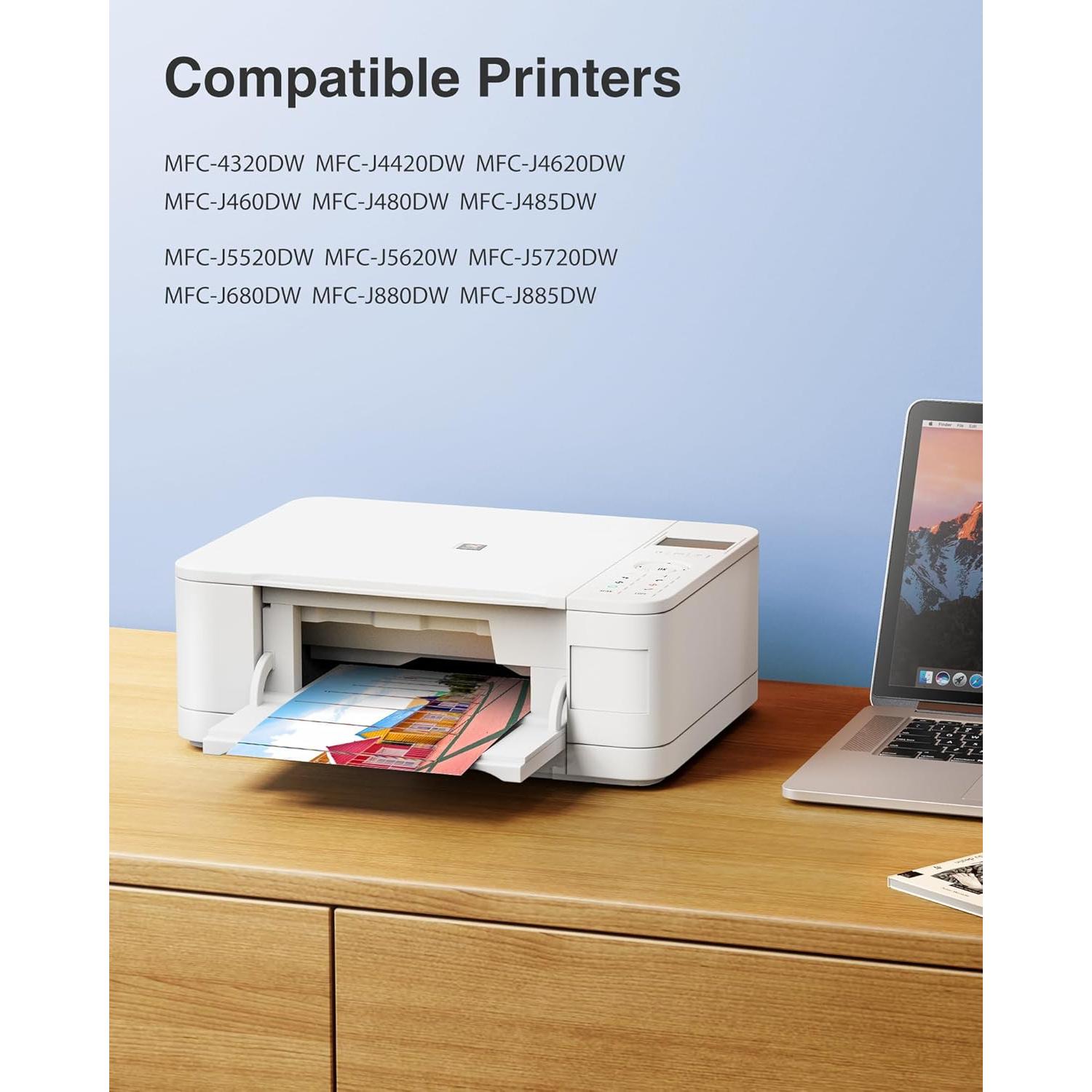 LC203XL LC201 Ink Cartridges Compatible for Brother LC203 LC201 High Yield Work with Brother MFC-J480DW MFC-J880DW MFC-J4420DW MFC-J680DW Printer (BK/CMY, 4 Pack)