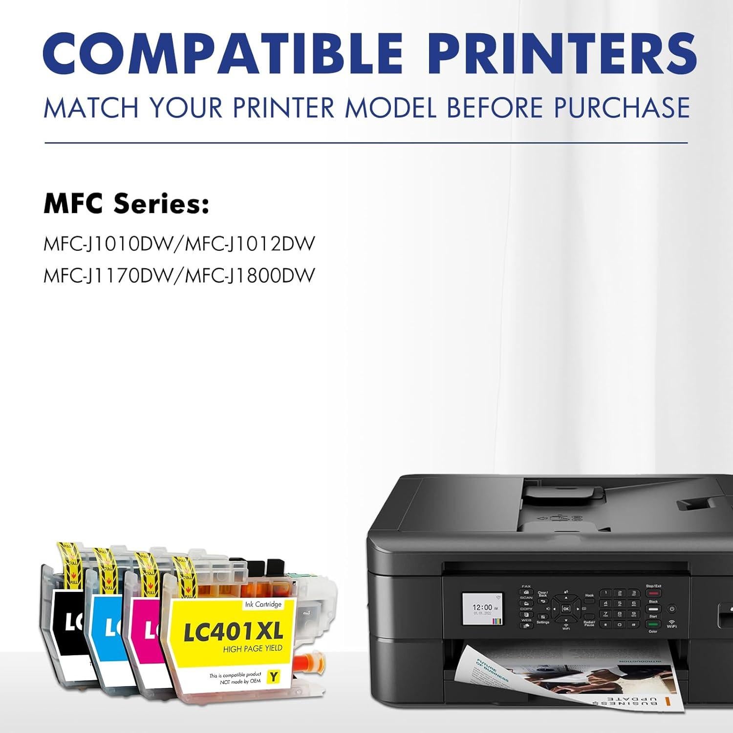 Cartuchos de tinta LC401XL para impresora Brother - Paquete de 4