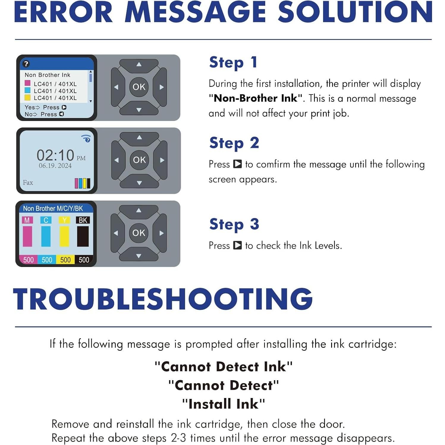 Cartuchos de tinta LC401XL para impresora Brother - Paquete de 4