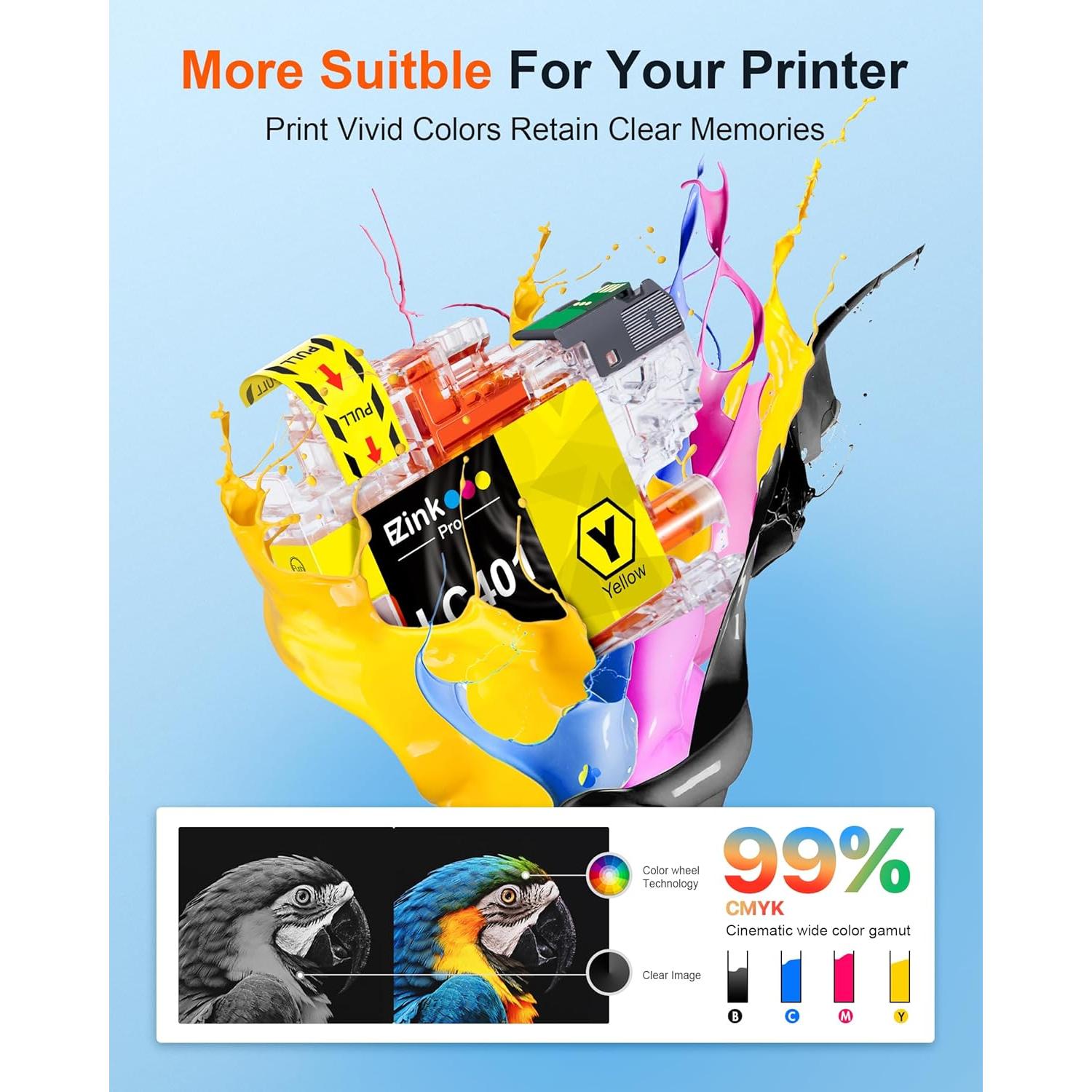 Cartuchos de tinta E-Z Ink Pro LC401XL para Brother - 4 Pack