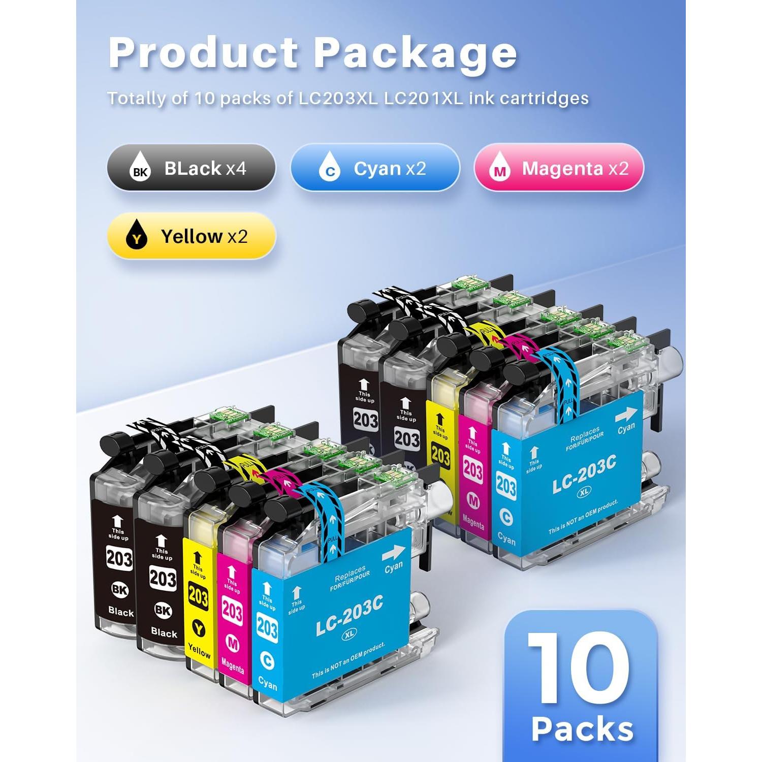 Cartuchos de tinta INK4U LC203XL LC201XL compatibles para Brother
