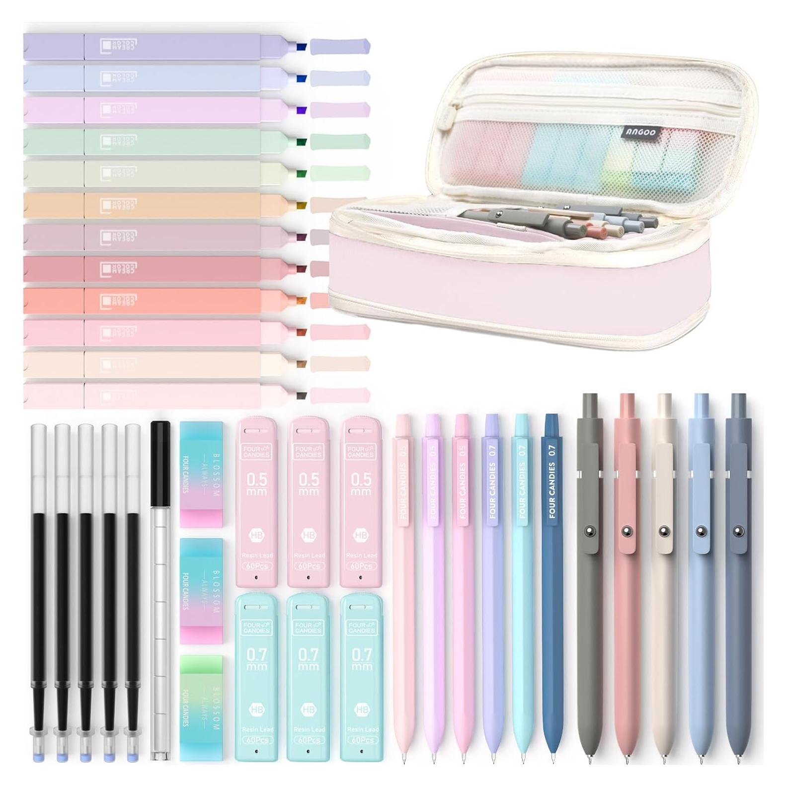 Set Escolar Cuatro Caramelos Rosa 39 Piezas con Estuche