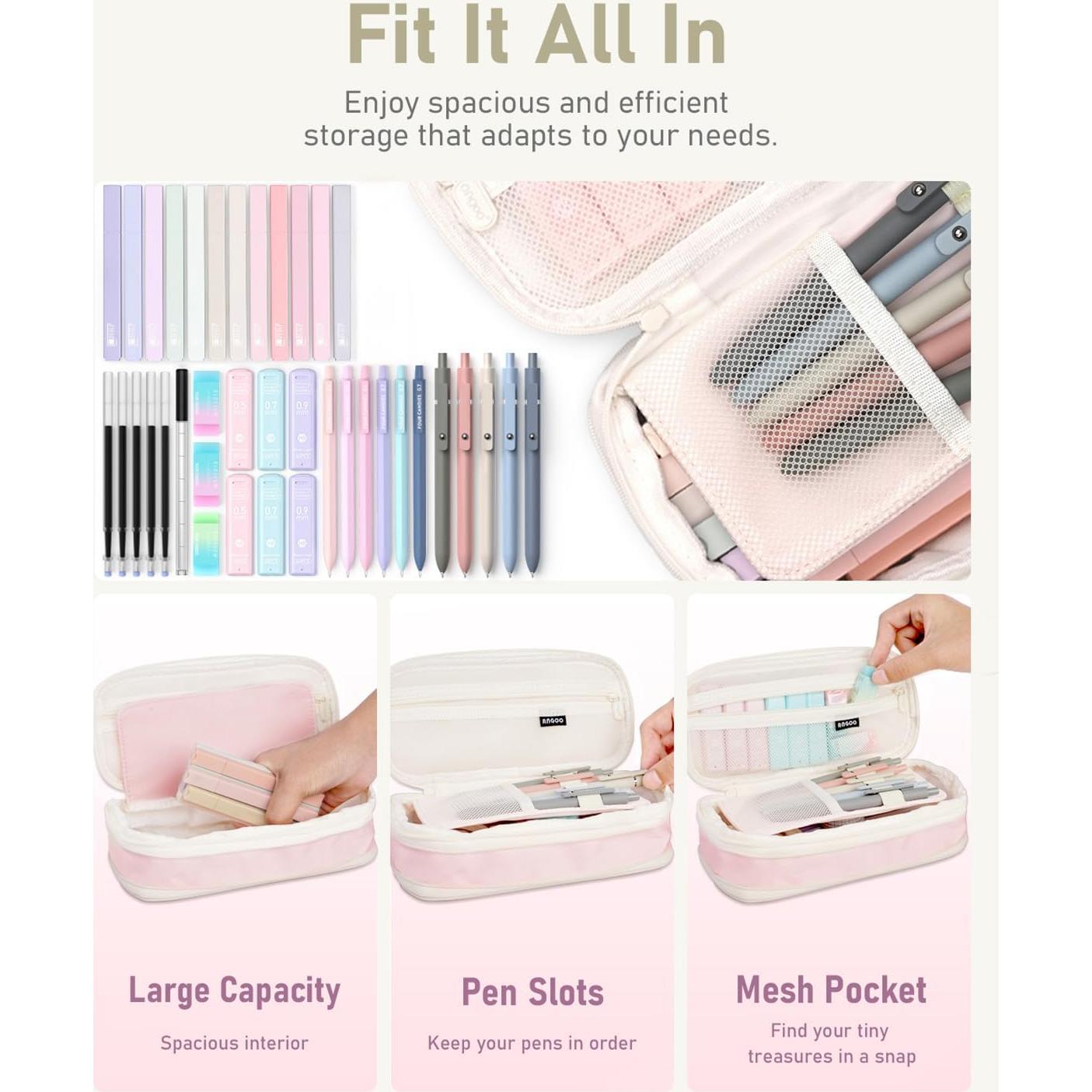 Set Escolar Cuatro Caramelos Rosa 39 Piezas con Estuche