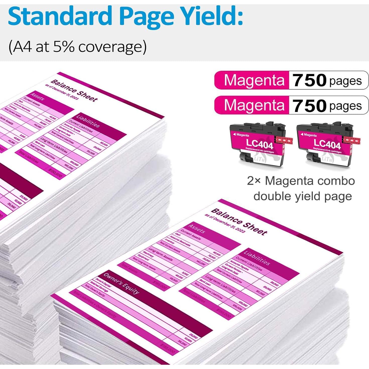 Cartuchos de tinta Magenta compatibles Brother LC404M - 2 unidades