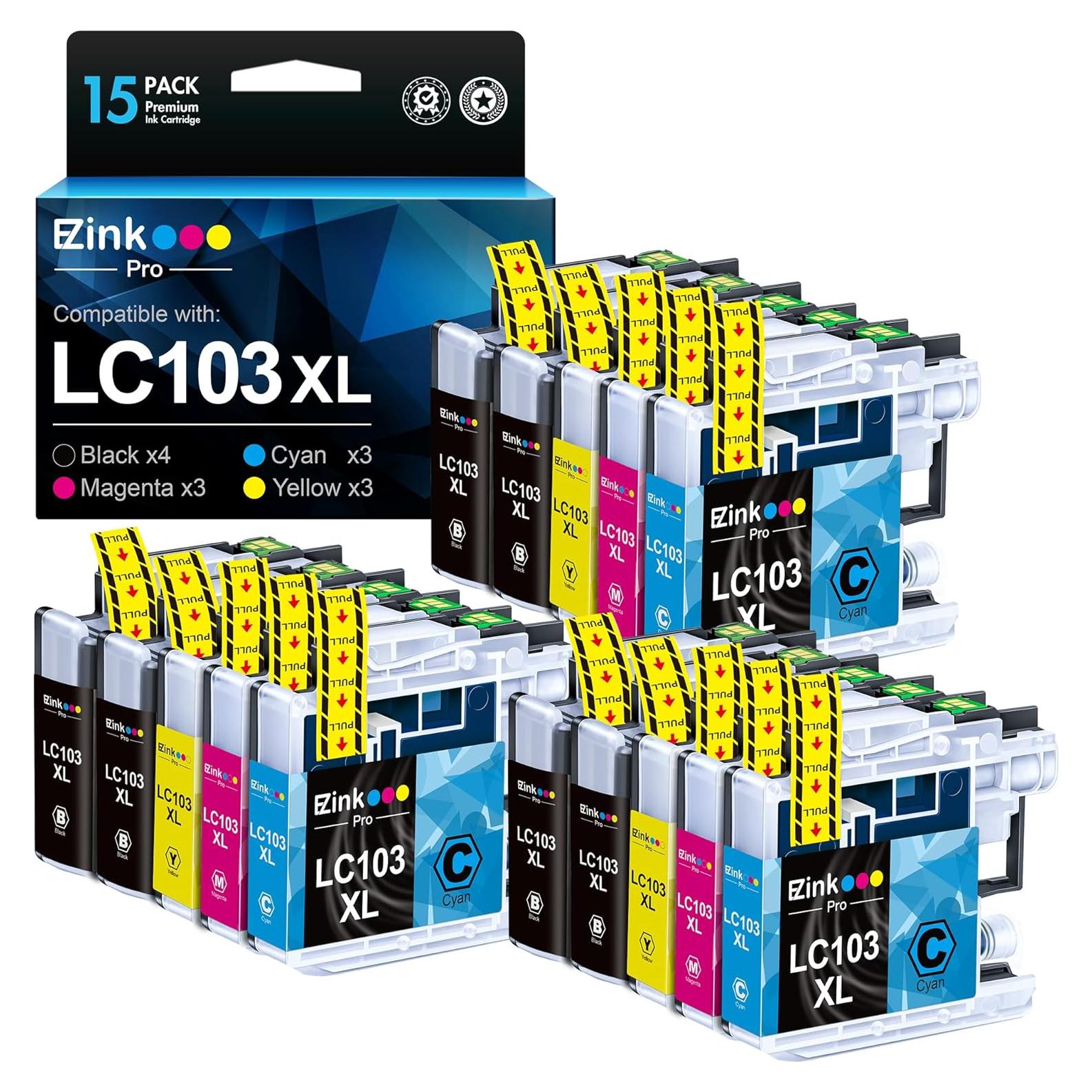Cartucho de Tinta E-Z Ink Pro LC103XL Compatible para Brother - Paquete de 15