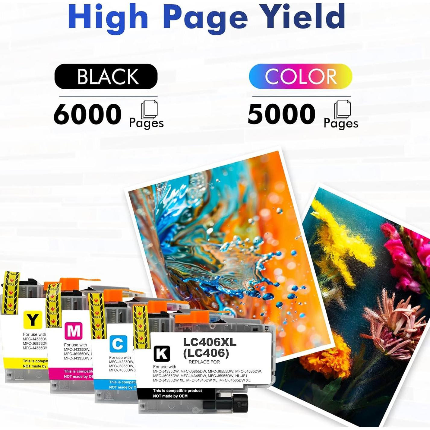 Cartuchos de tinta Brother LC406XL - Paquete de 4 alto rendimiento