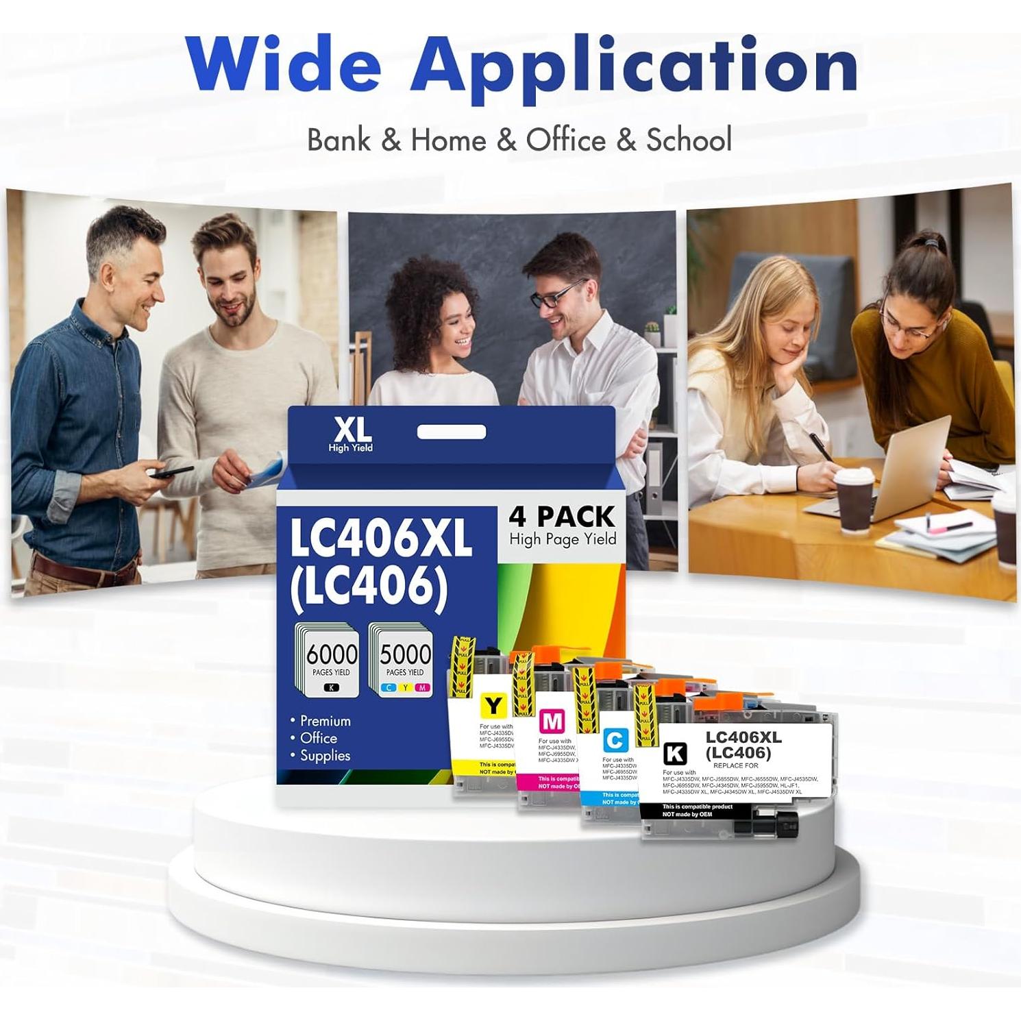 Cartuchos de tinta Brother LC406XL - Paquete de 4 alto rendimiento